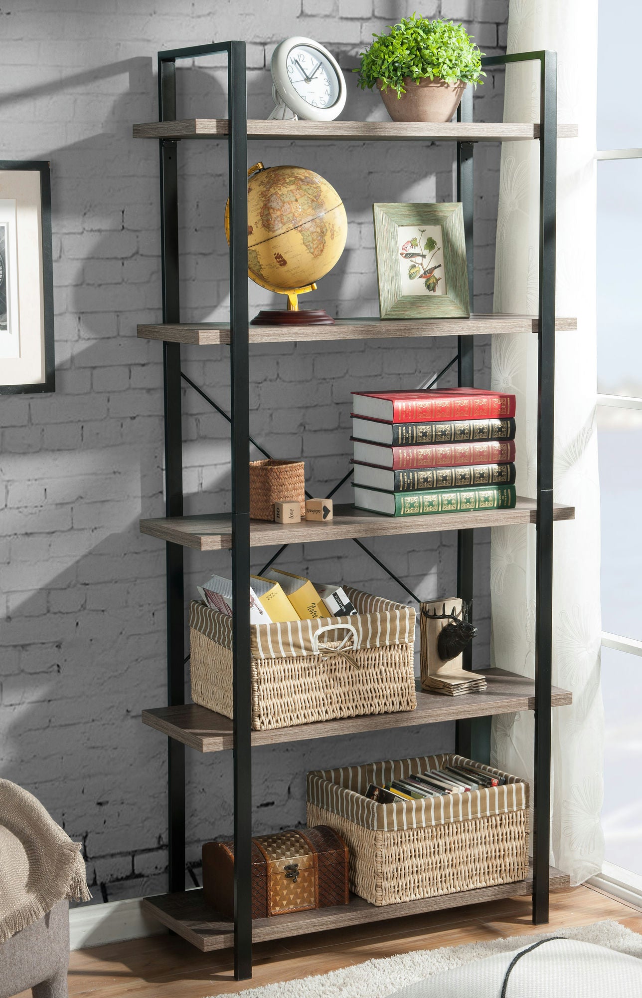 5 Shelf Open Storage Bookshelf