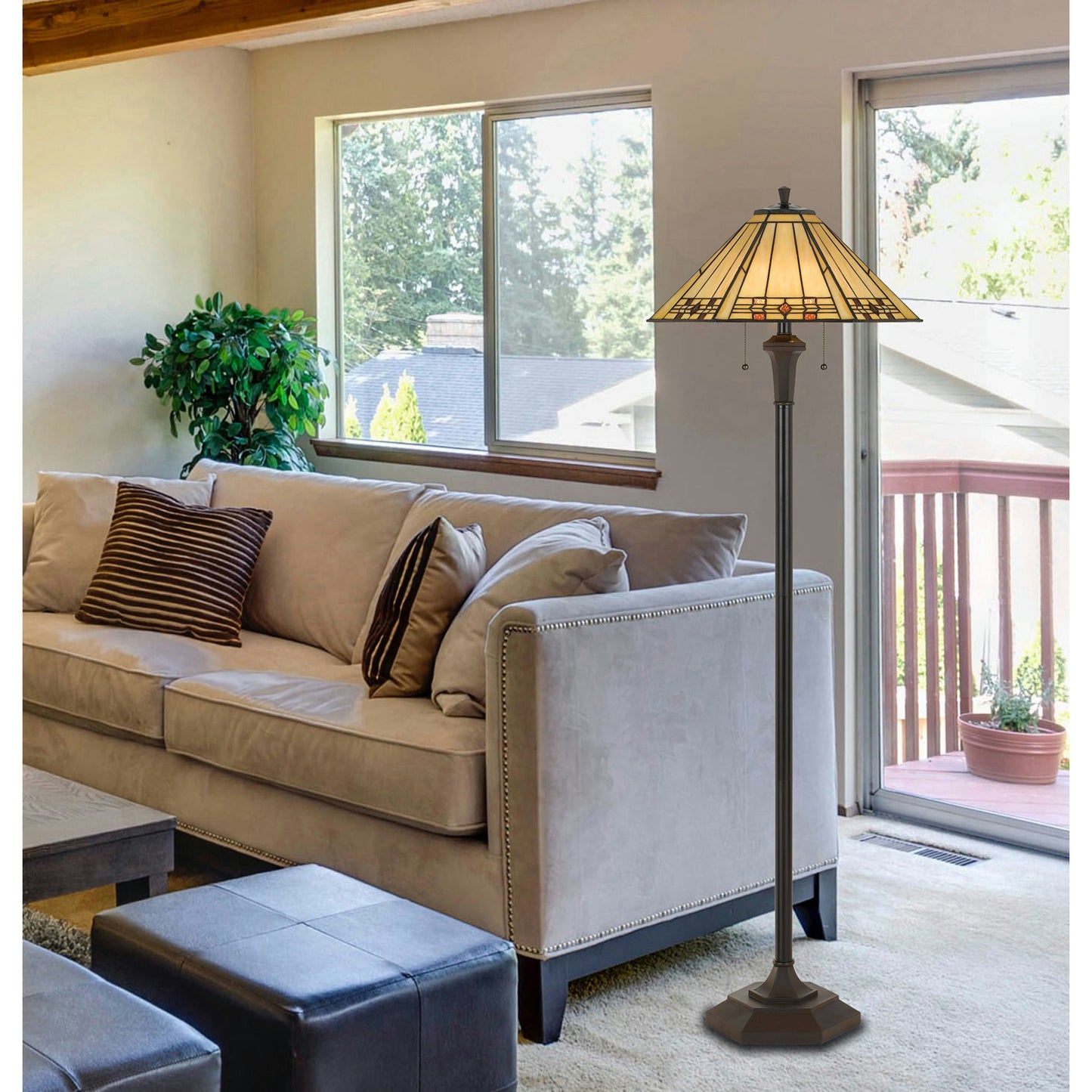 Matt black Resin Tiffany - Floor lamp