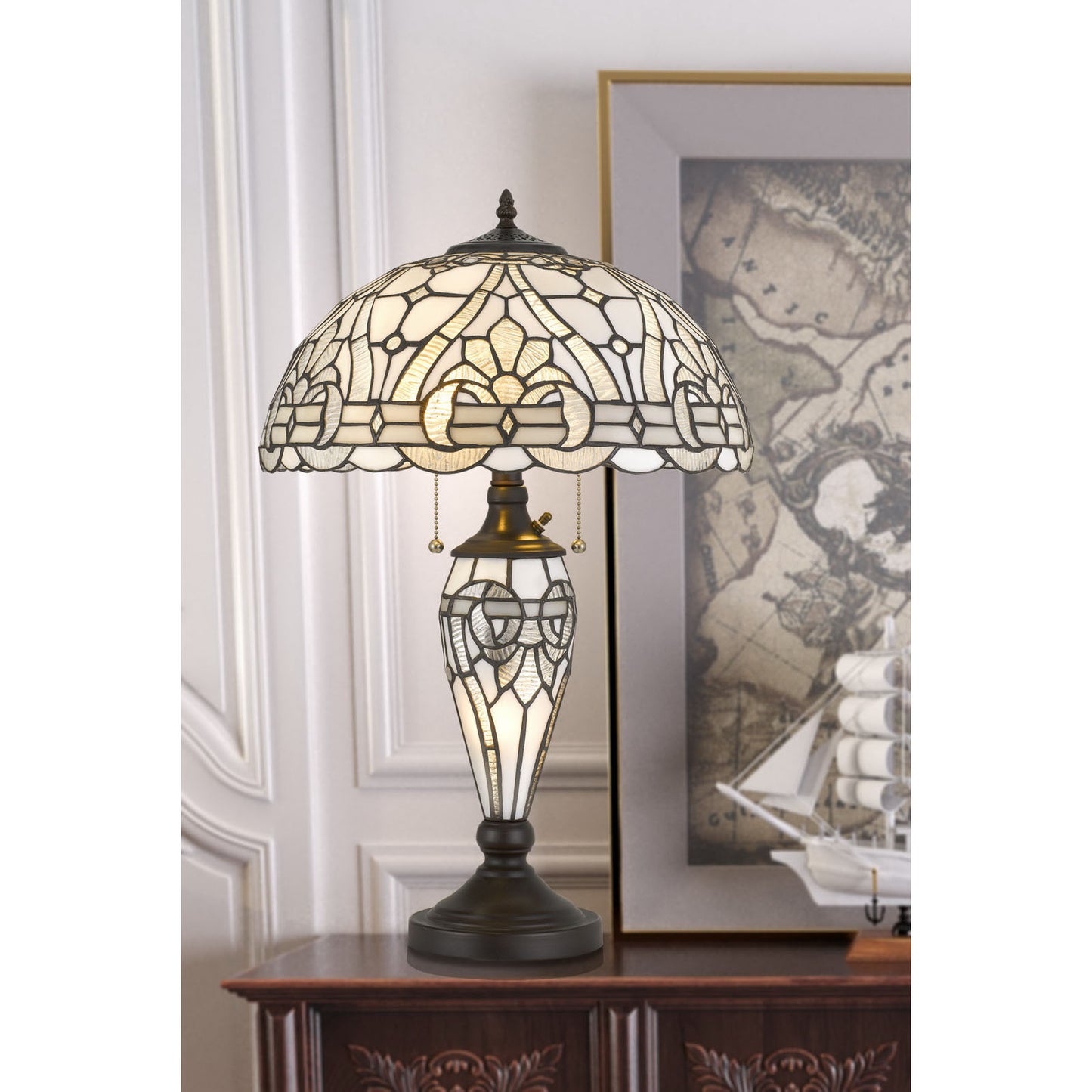 White Metal Tiffany - Table lamp