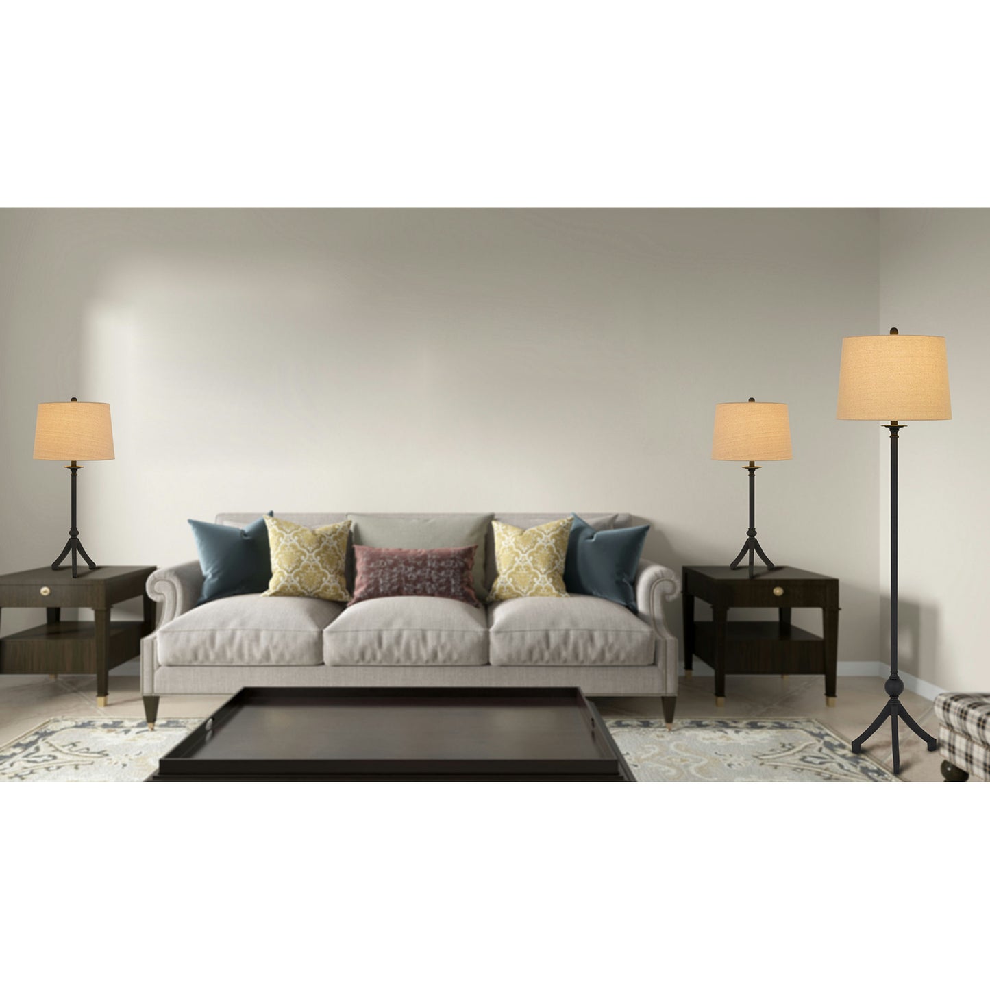 Iron Metal Smart saving - 3 pcs.table and floor lamp set, BO-2986-3