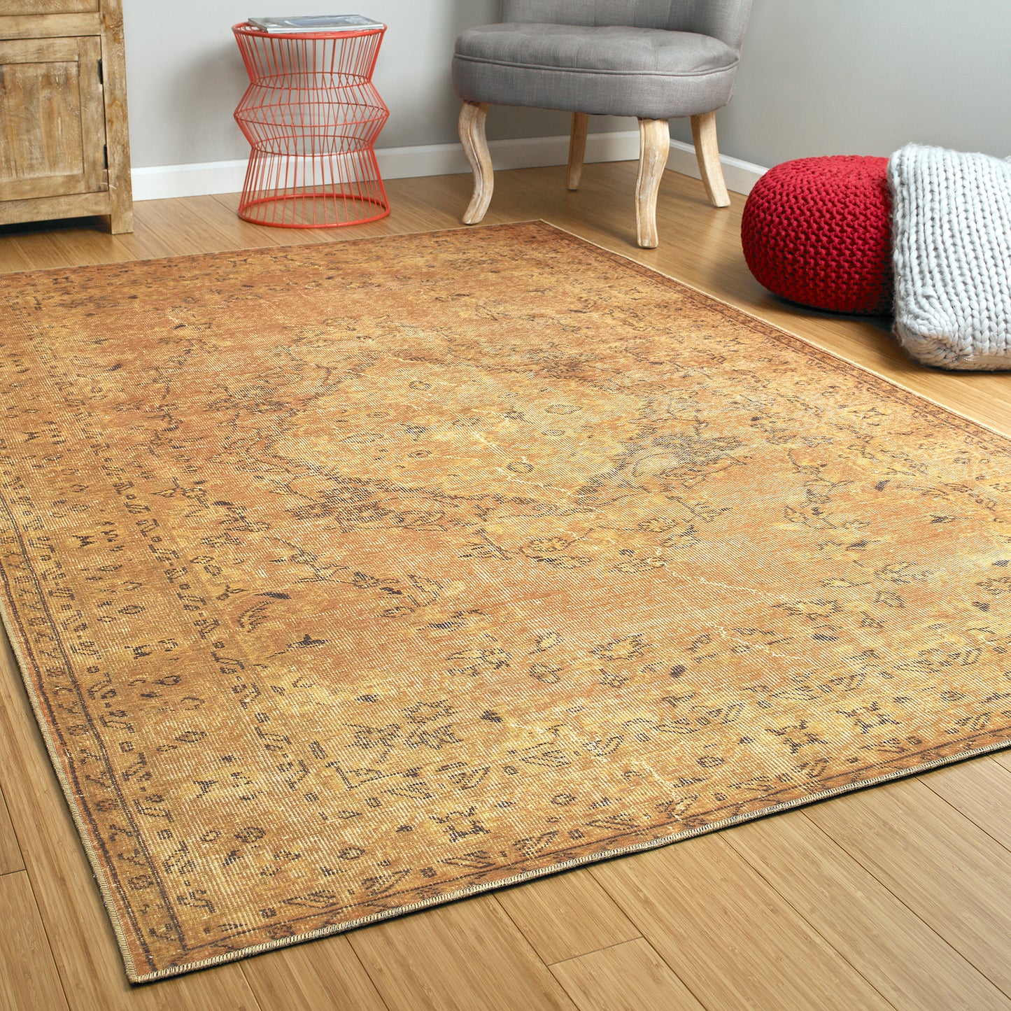 Kaleen Boho Patio Collection Bright Gold Area Rug 8' x 10'