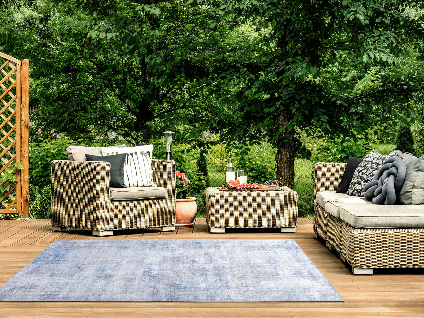 Kaleen Boho Patio Collection Blue Gray Area Rug 5' x 7'6"