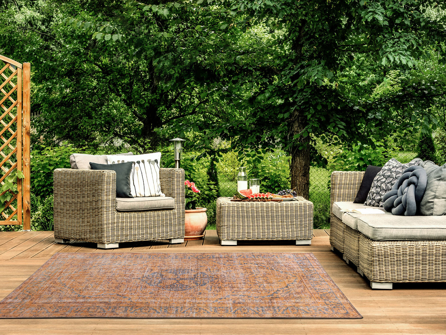 Kaleen Boho Patio Collection Light Orange Area Rug 8' x 10'