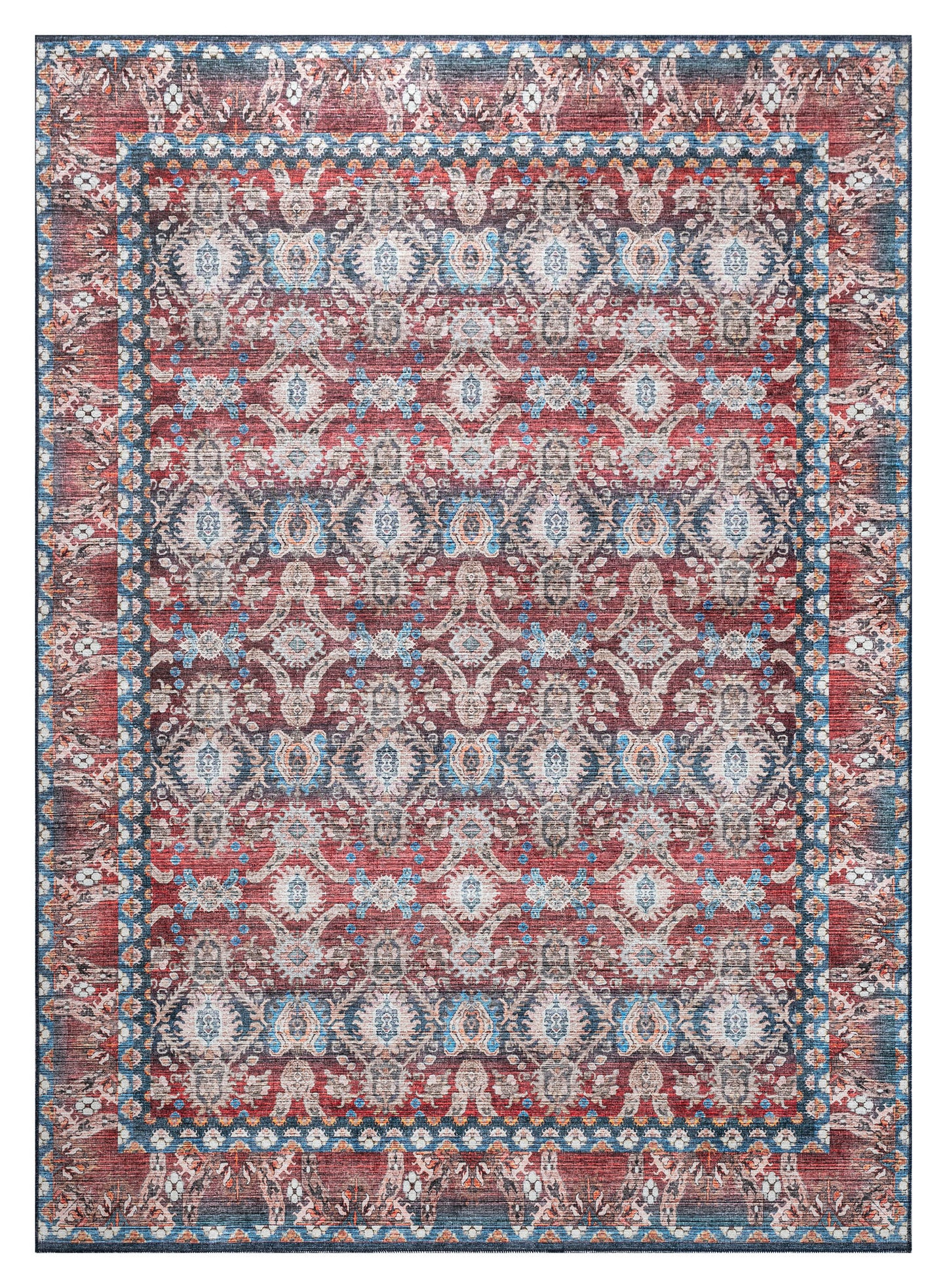 Kaleen Boho Patio Collection Multi Blue Area Rug 8' x 10'