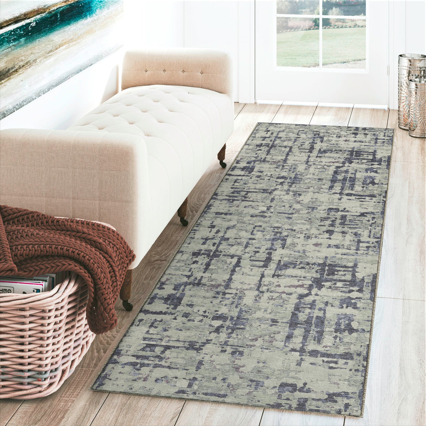 Brisbane BR5 Eggplant 2'3" x 7'6" Runner Rug