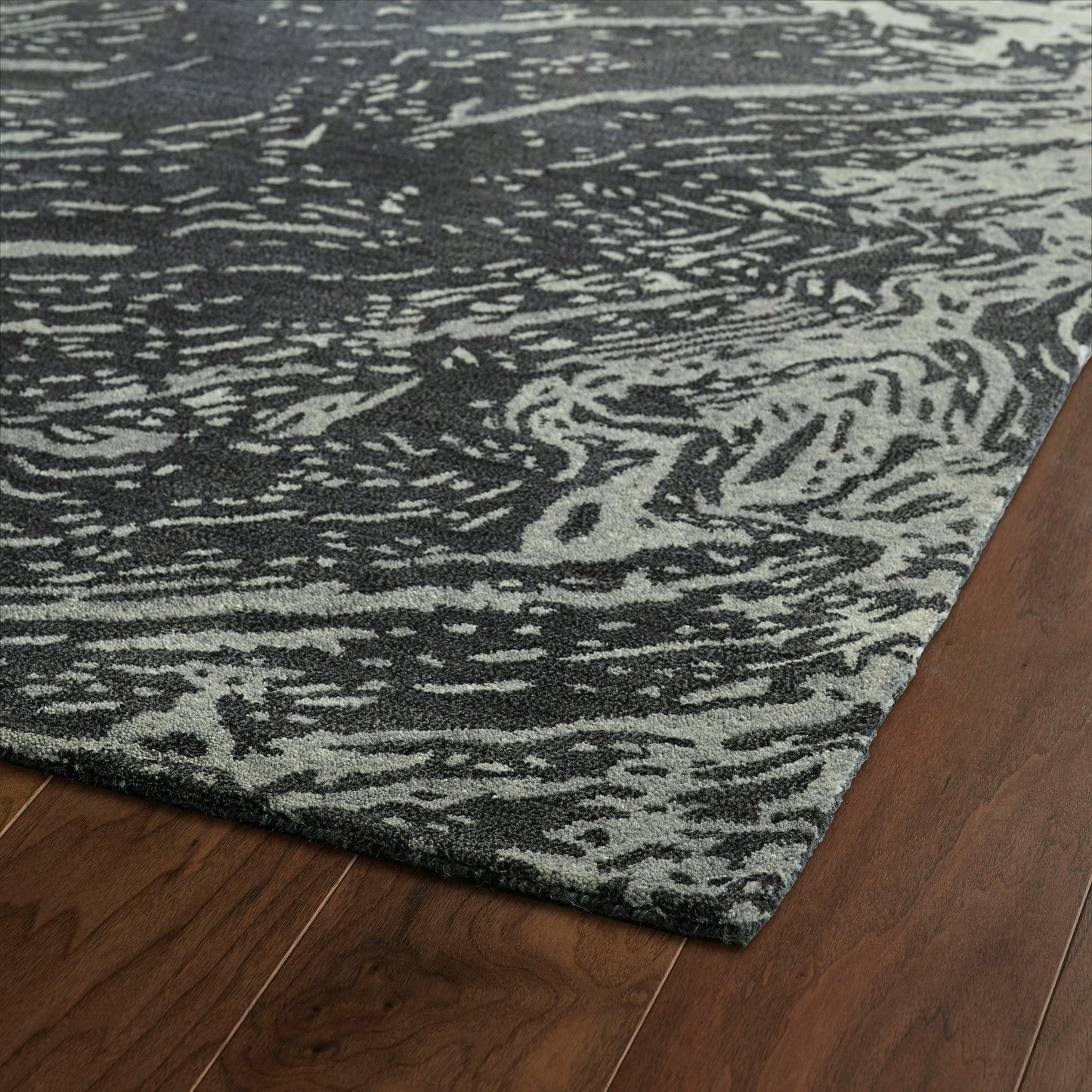 Kaleen Brushstrokes Collection Dark Charcoal Runner 2'6" x 8'