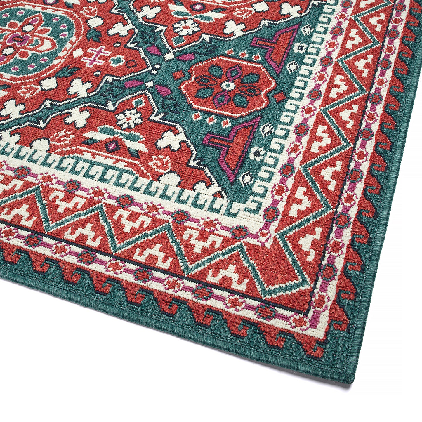 Kaleen Bitki Collection Red Teal Area Rug 5'3" x 7'6"