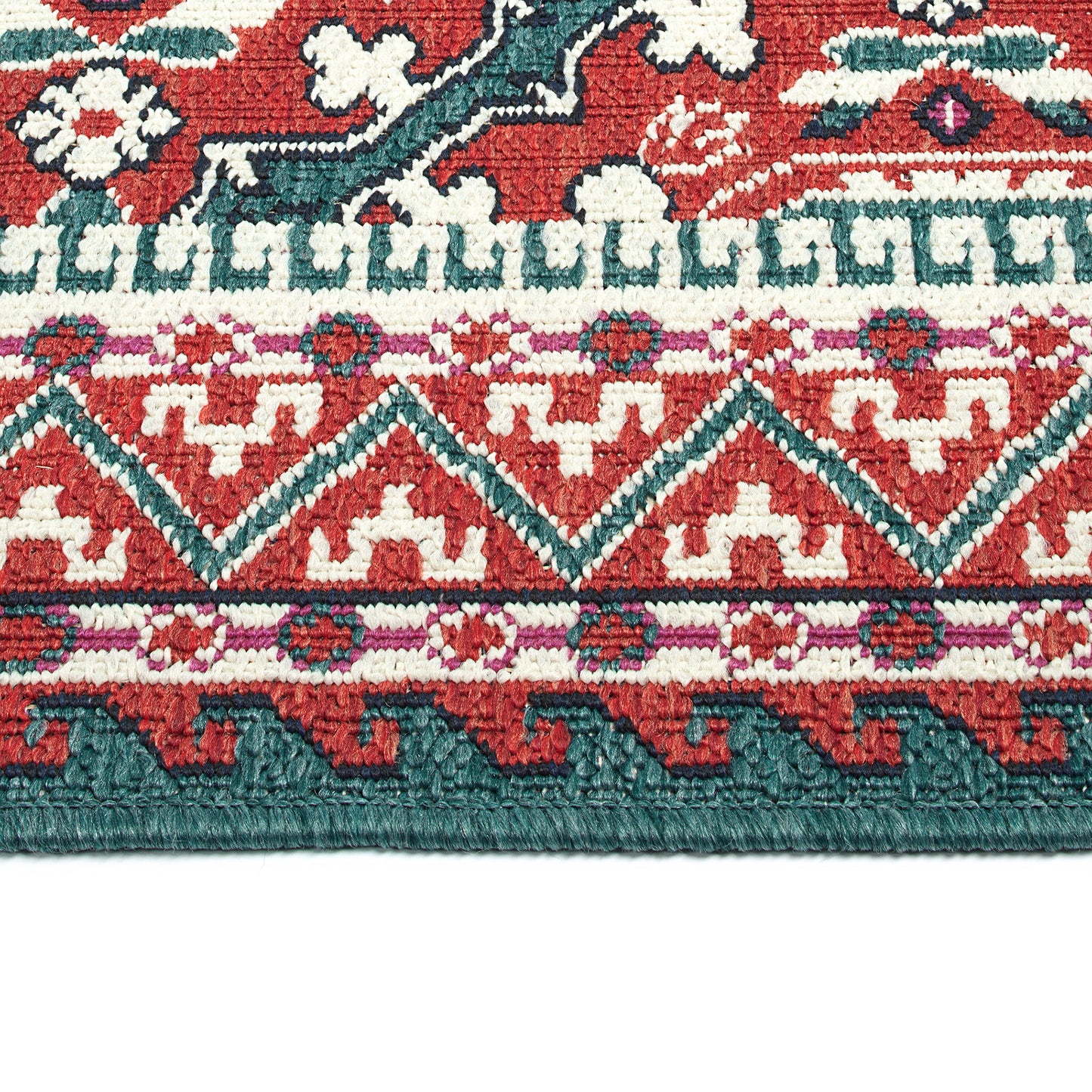 Kaleen Bitki Collection Red Teal Area Rug 7'10" x 7'10"