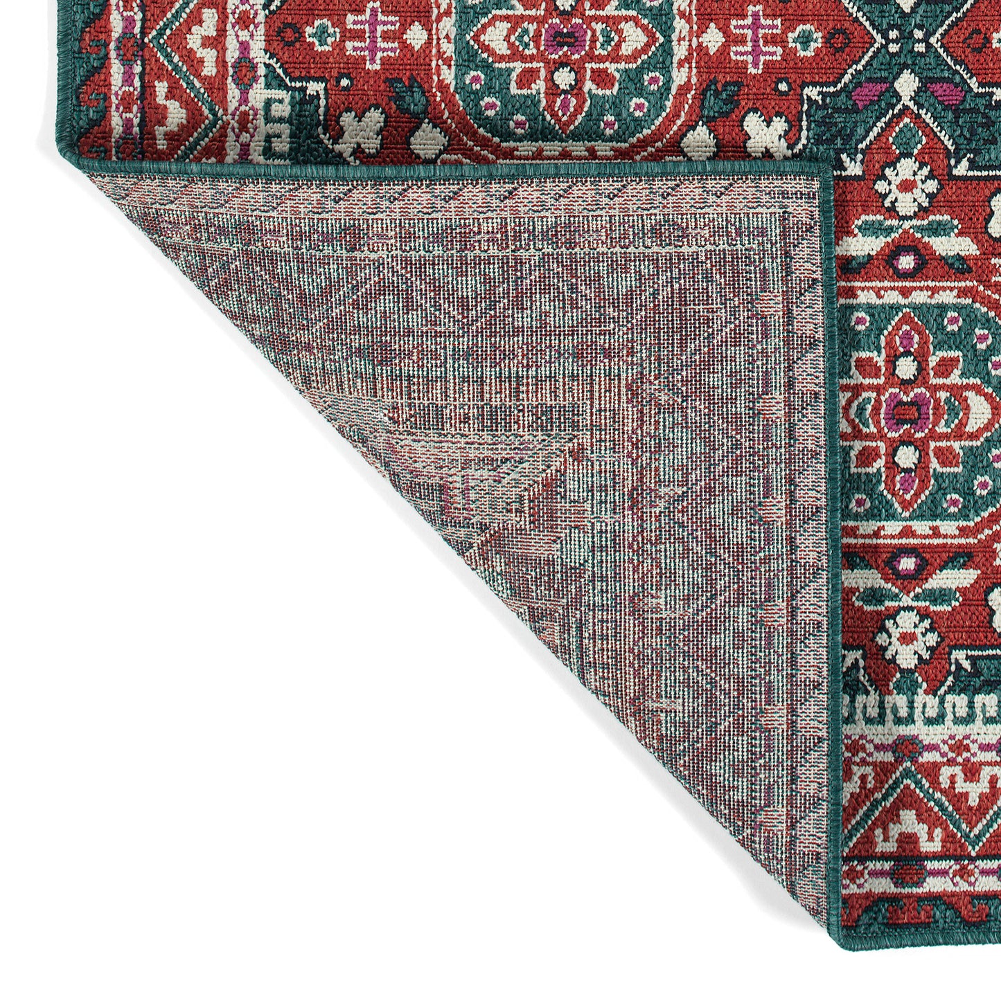 Kaleen Bitki Collection Red Teal Area Rug 7'10" x 7'10"