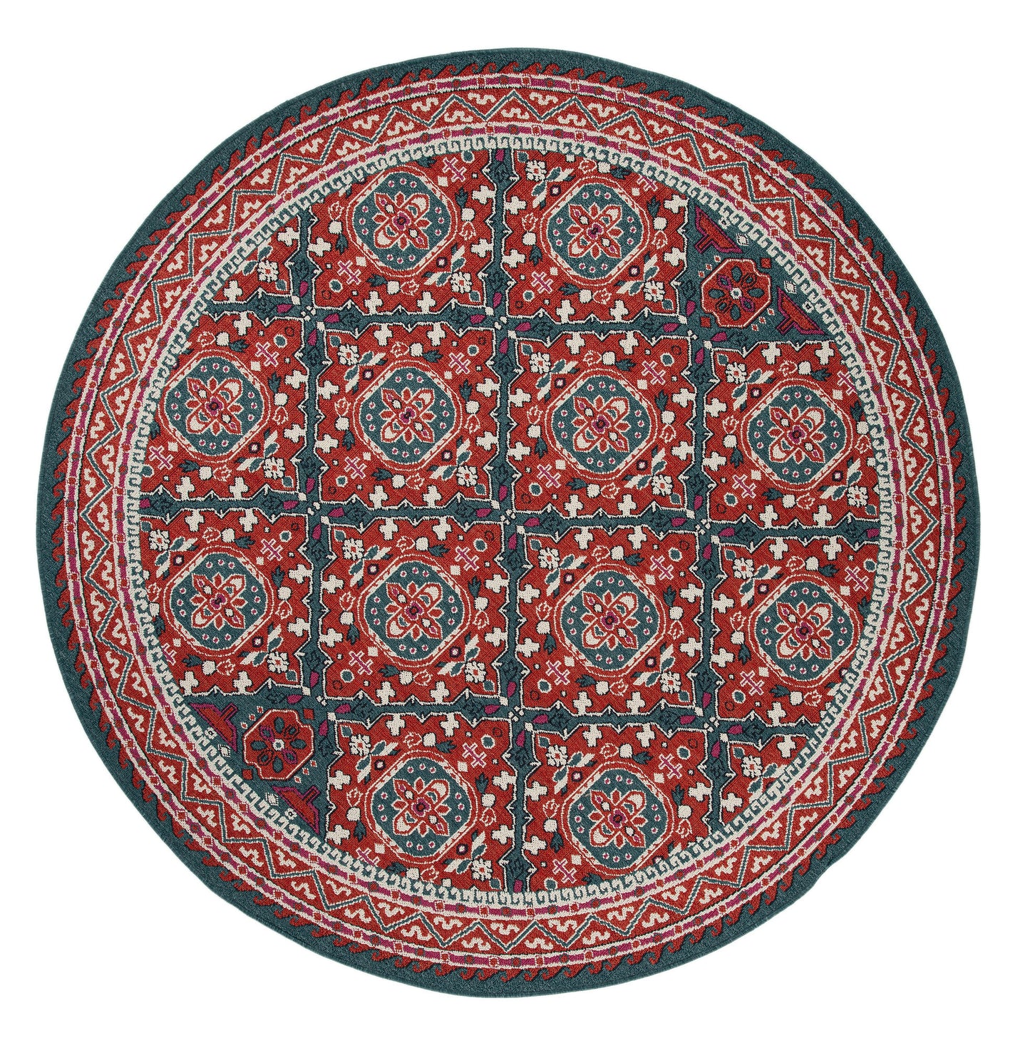 Kaleen Bitki Collection Red Teal Area Rug 7'10" x 7'10"