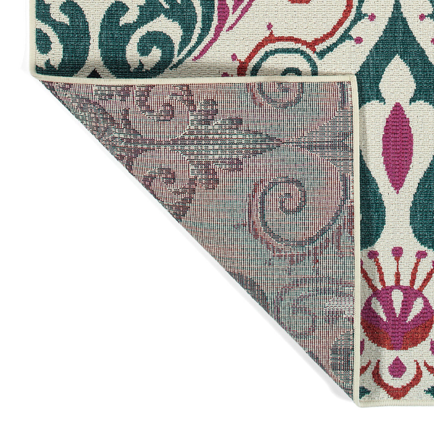 Kaleen Bitki Collection Ivory Teal Area Rug 5'3" x 7'6"