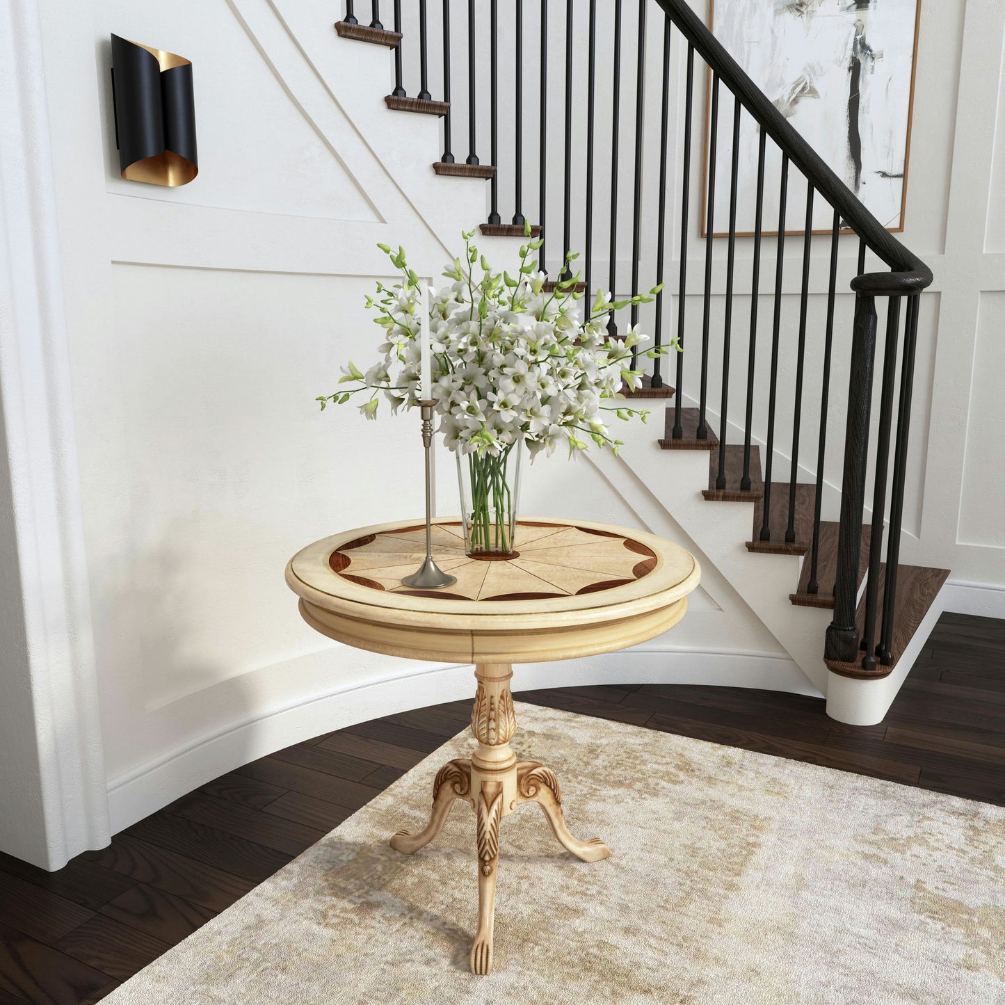 Butler Specialty Company, Carissa 30" Round Pedestal Foyer Table, Beige