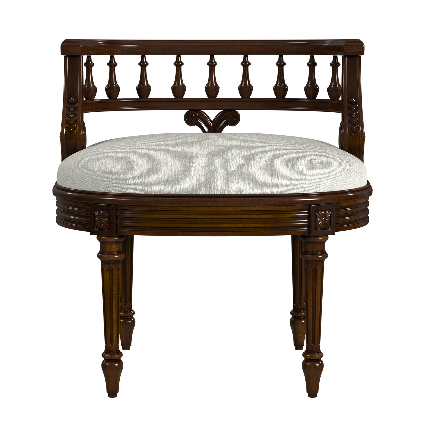 Butler Specialty Company, Hathaway Upholstered 22.5"W Antique Cherry Vanity Seat