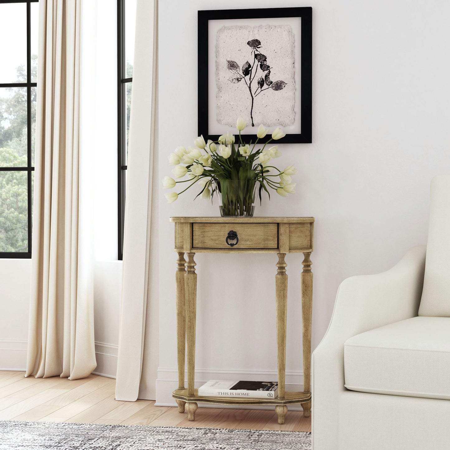 Butler Specialty Company, Ashby Demilune Console Table with Storage, Beige