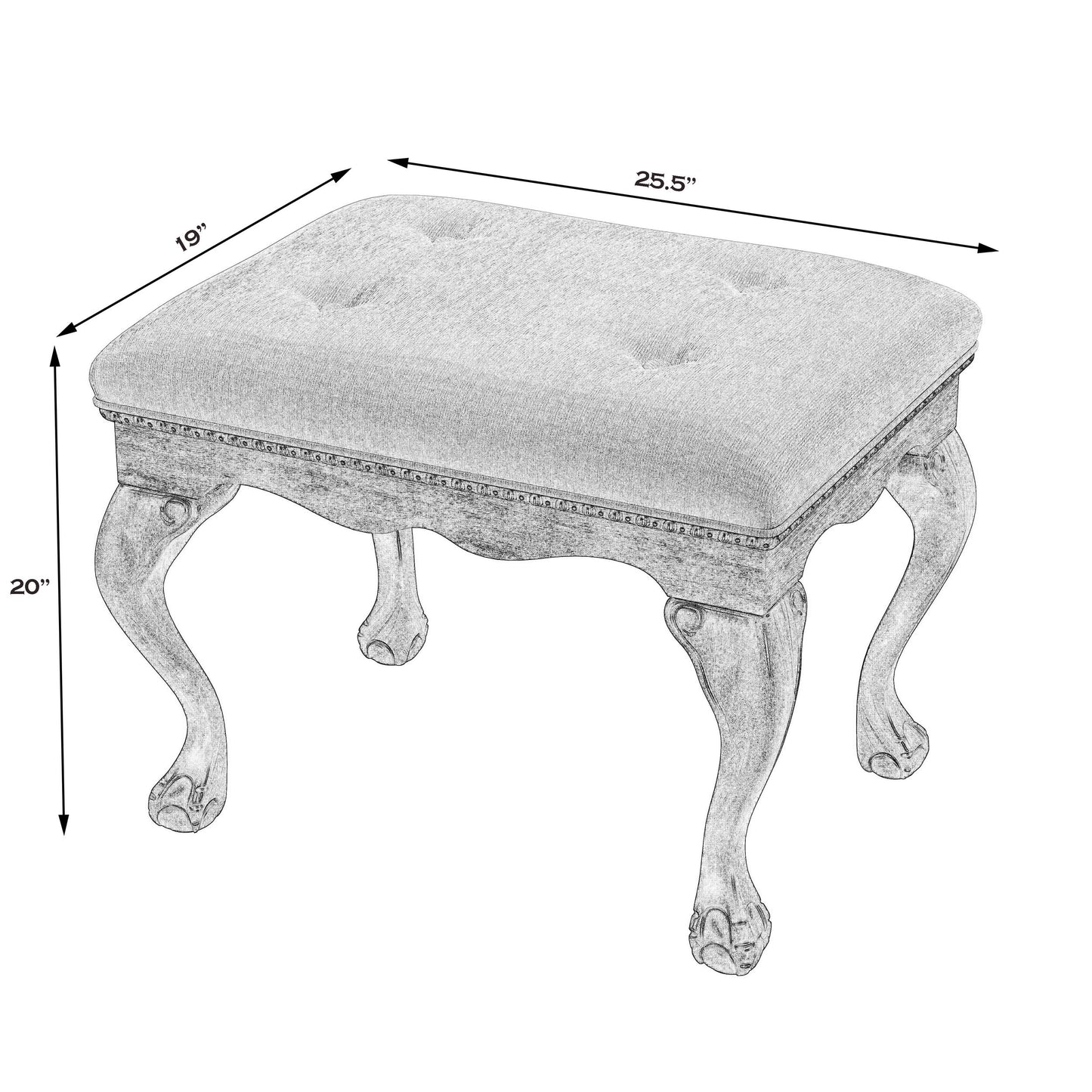 Butler Specialty Company, Ashford Upholstered 25.5"W Vanity Stool, Gray