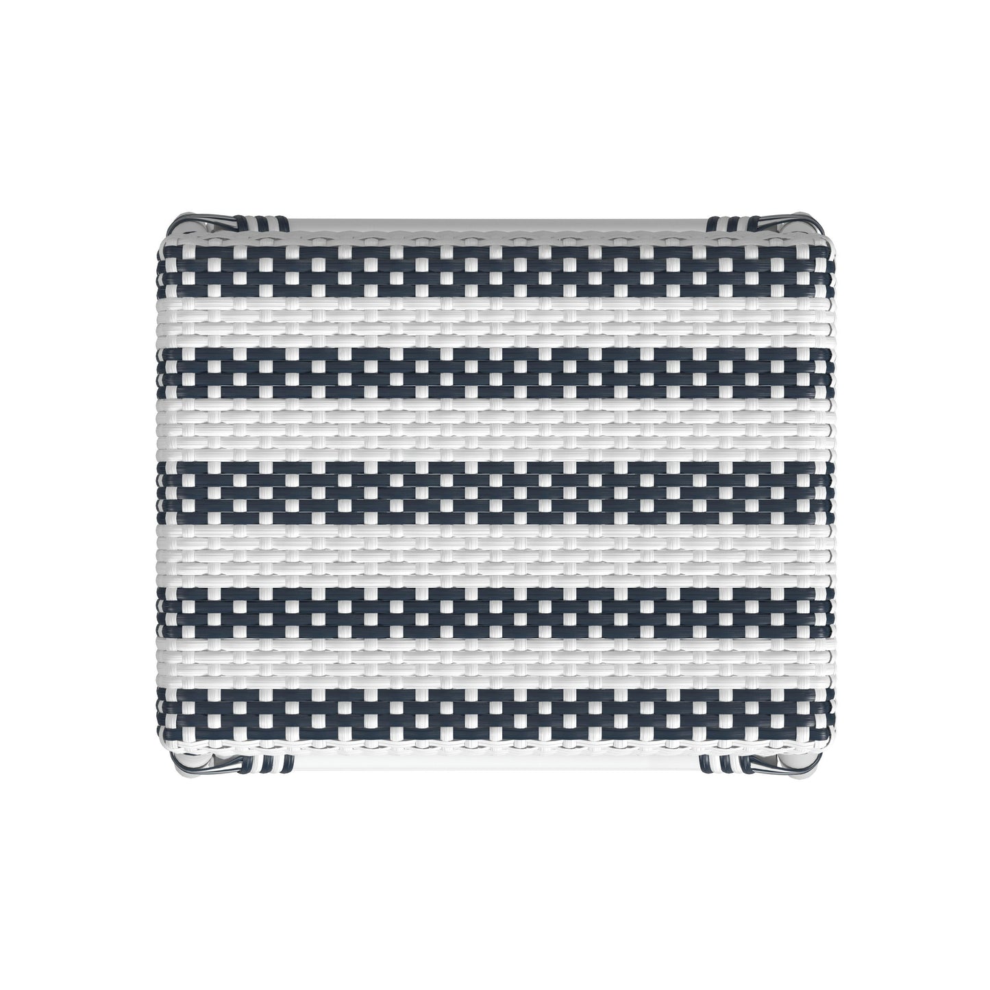 Robias Rectangular Rattan 24.5" Counter Stool, White and Navy Stripe