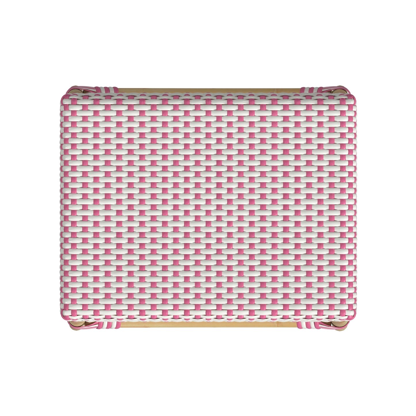 Robias Rectangular Rattan 24.5" Counter Stool, White and Pink Dot