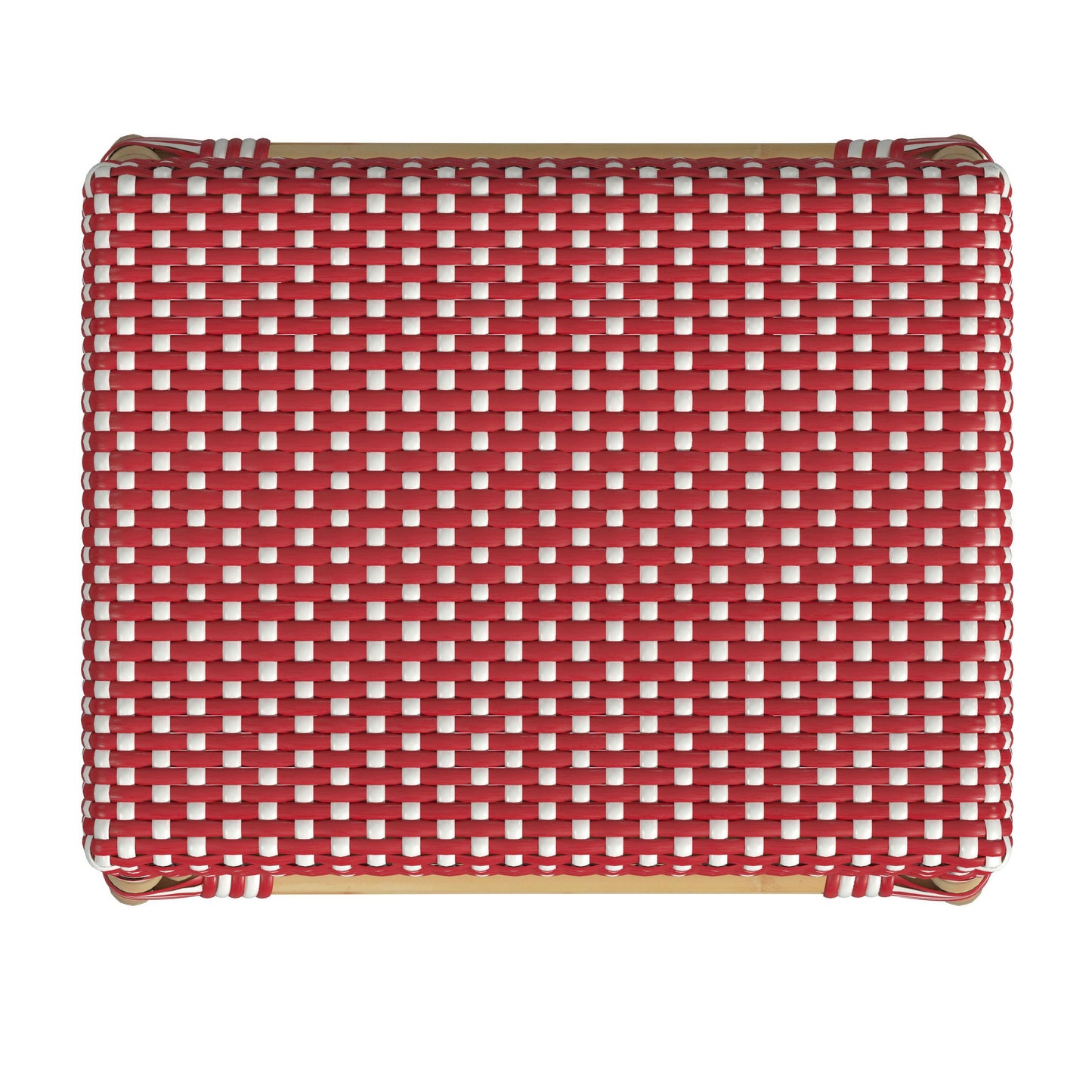 Robias Rectangular Rattan 24.5" Counter Stool, Red and White Dot