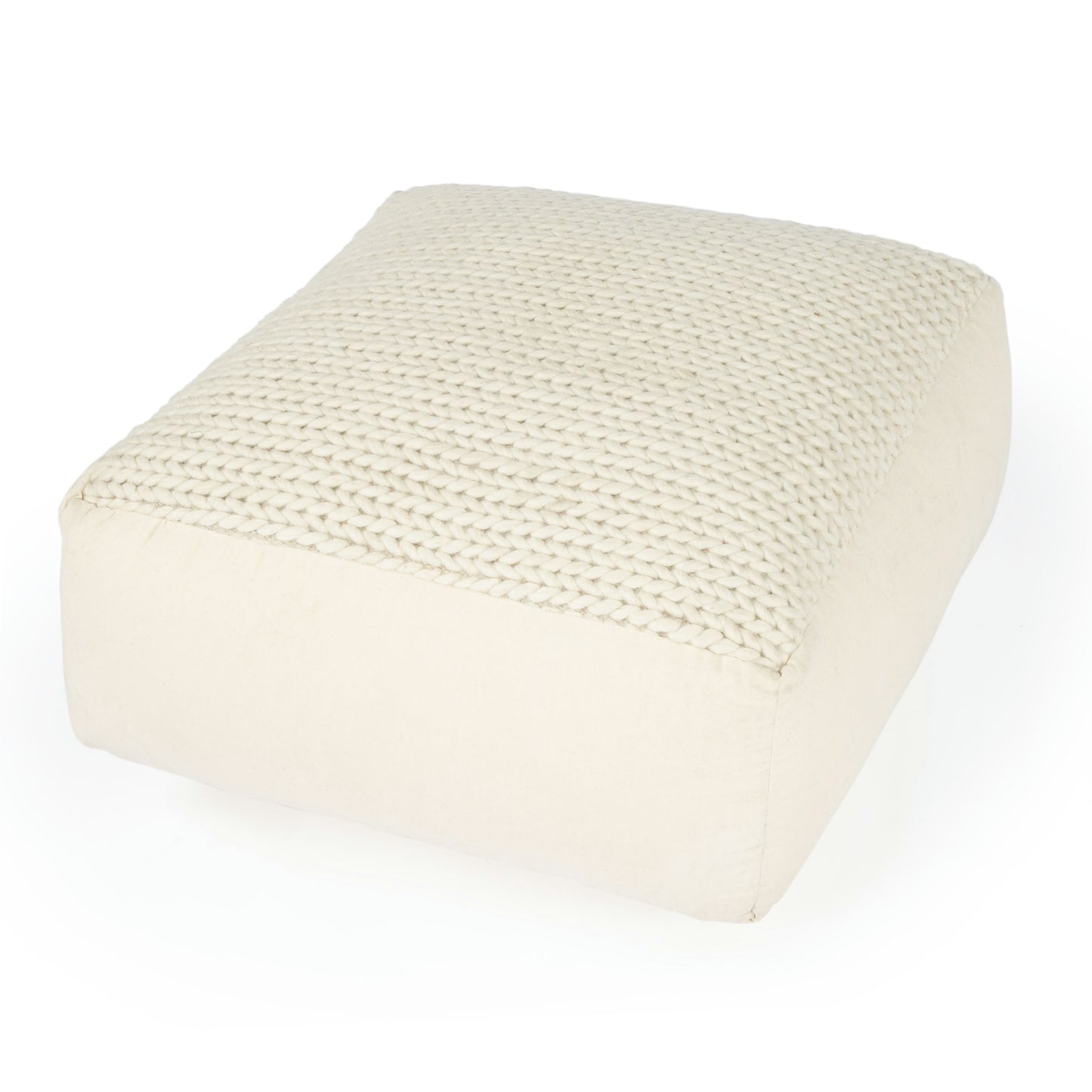 Butler Specialty Company, Fernandos Woven Pouffe Pillow, Cream, Ivory