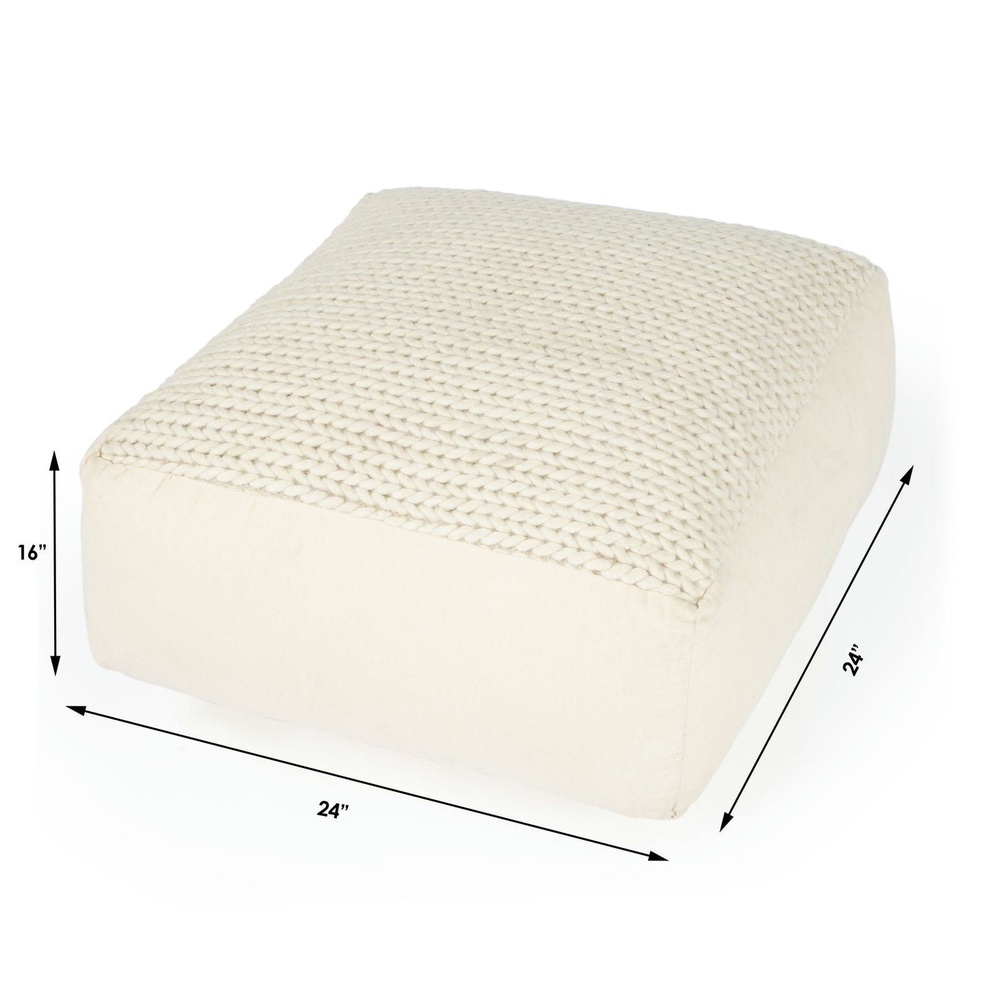 Butler Specialty Company, Fernandos Woven Pouffe Pillow, Cream, Ivory