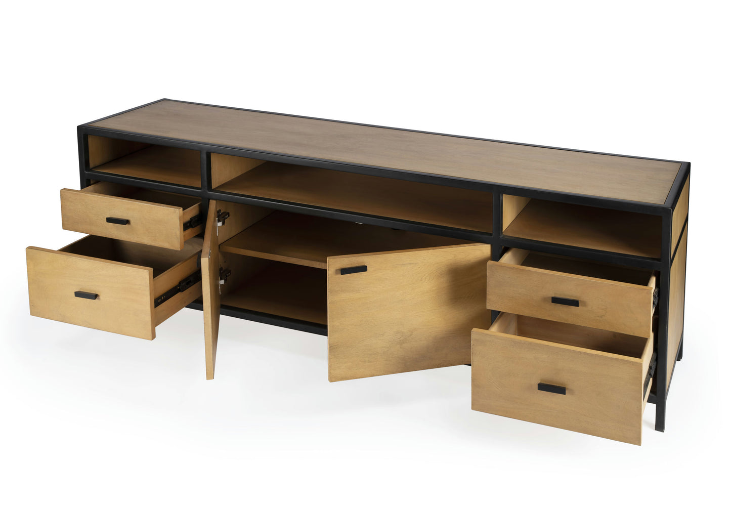 Butler Specialty Company, Hans Wood and Iron 78" TV Stand with Storage, Natural