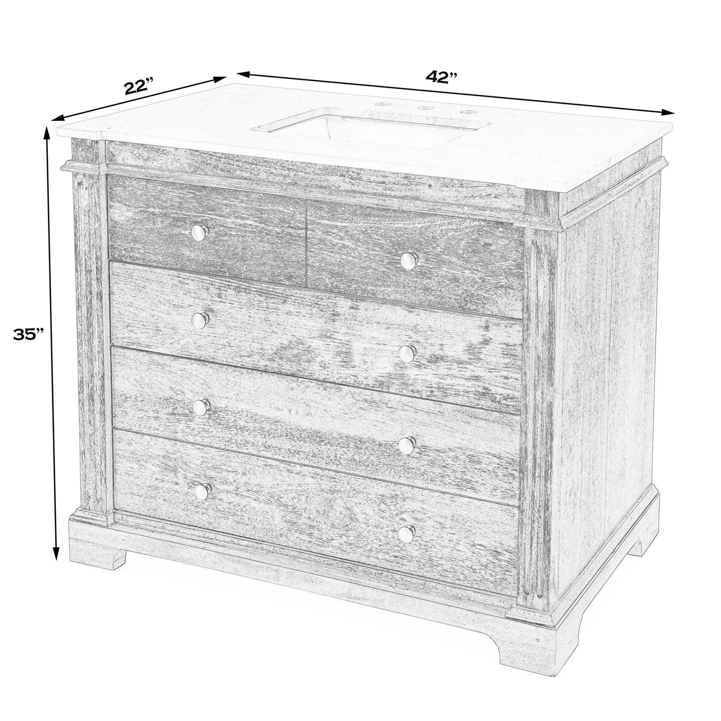 Butler Specialty Company, Rochelle 42" Single Natural Bathroom Vanity Set, Brown