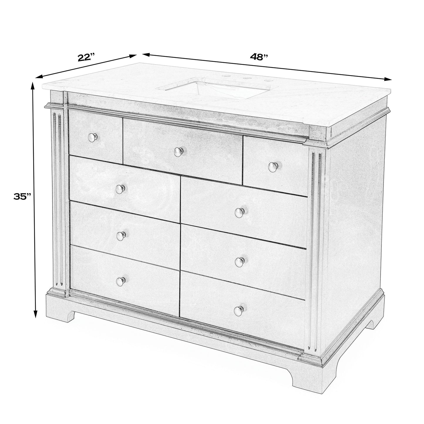 Butler Specialty Company, Harley 48" Single Bathroom Vanity Set, Navy Blue