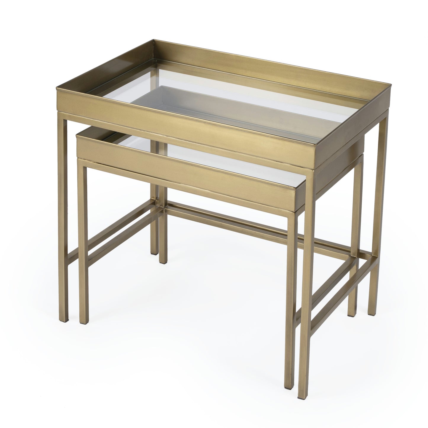 Butler Specialty Company, Lenny 2 Piece Glass Nesting Tables, Gold