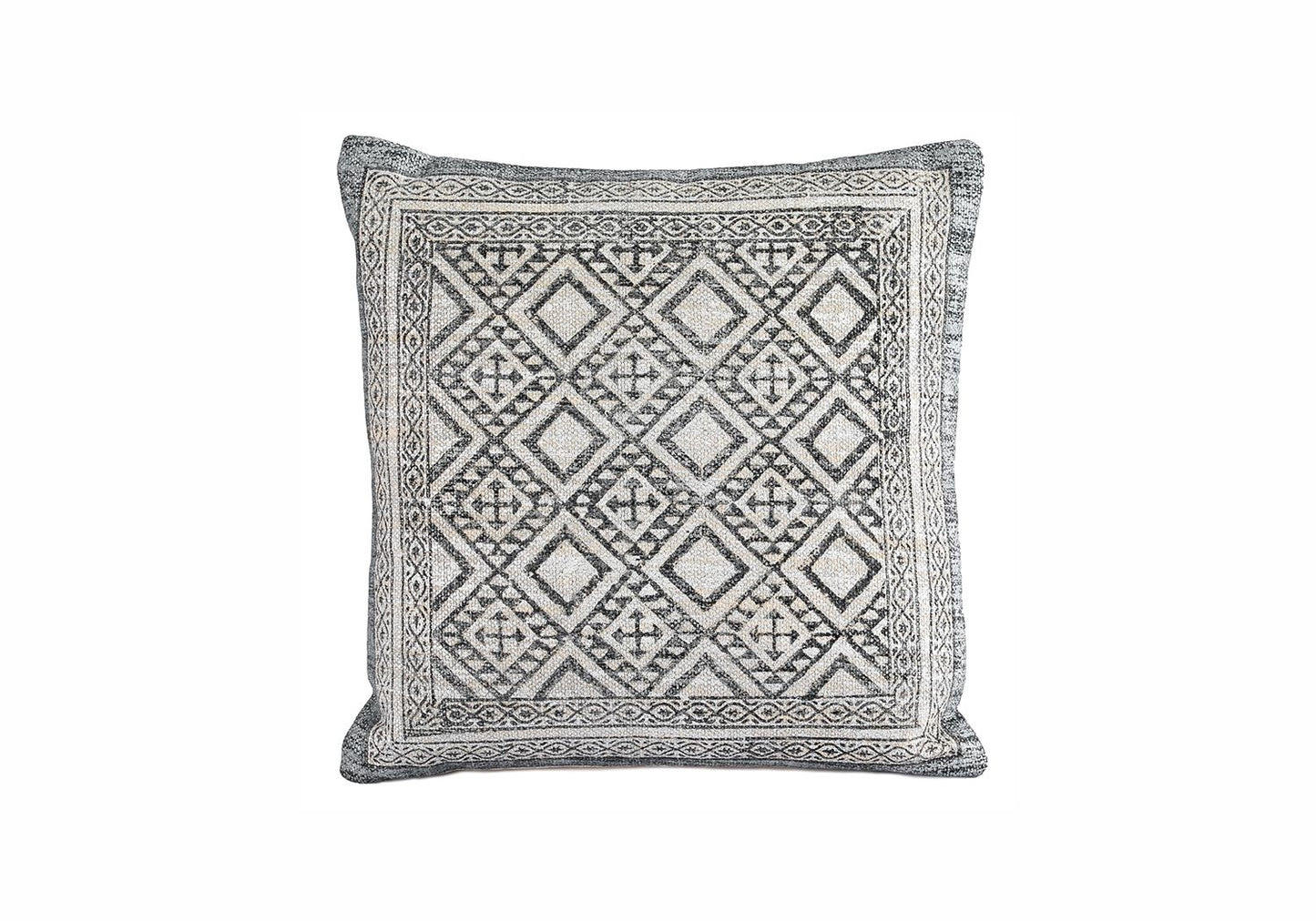 Cushion Cotton TAARA Square Blue Metalic Print 20x20"