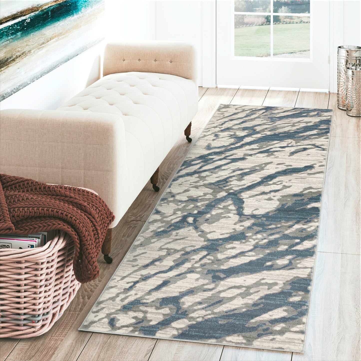 Cascina CC3 Indigo 2'3" x 7'5" Runner Rug