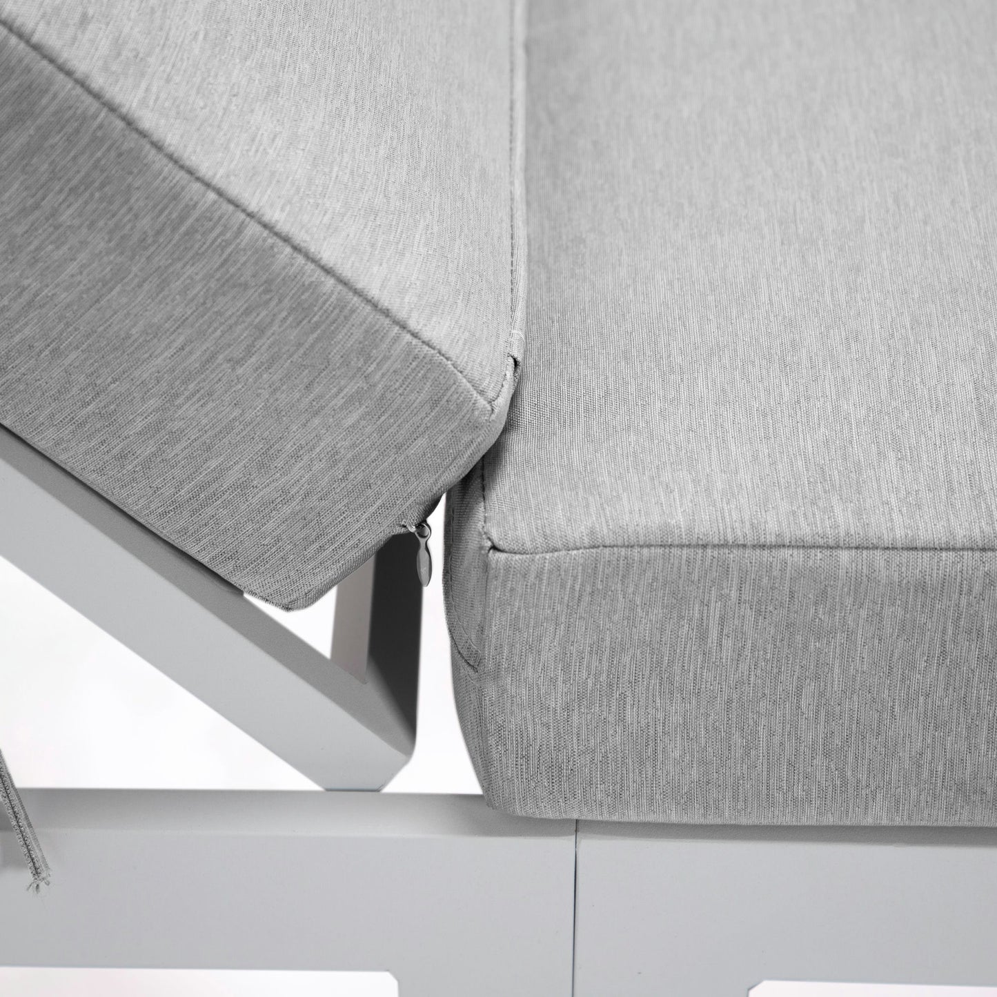 LeisureMod Chelsea Outdoor White Chaise Lounge Chair With Cushions - Grey