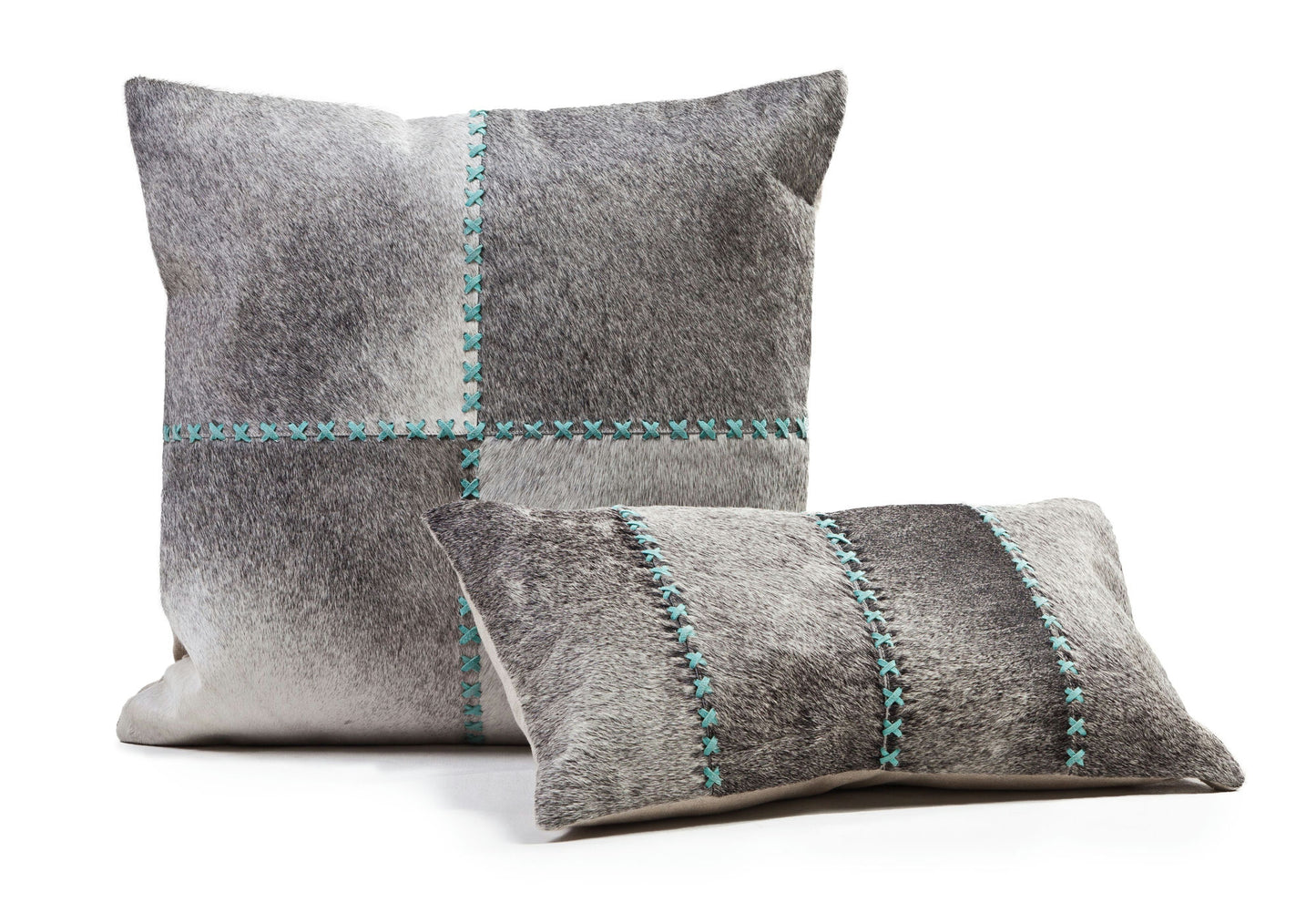 Cushion Cowhide GISELLE 20" Seamist