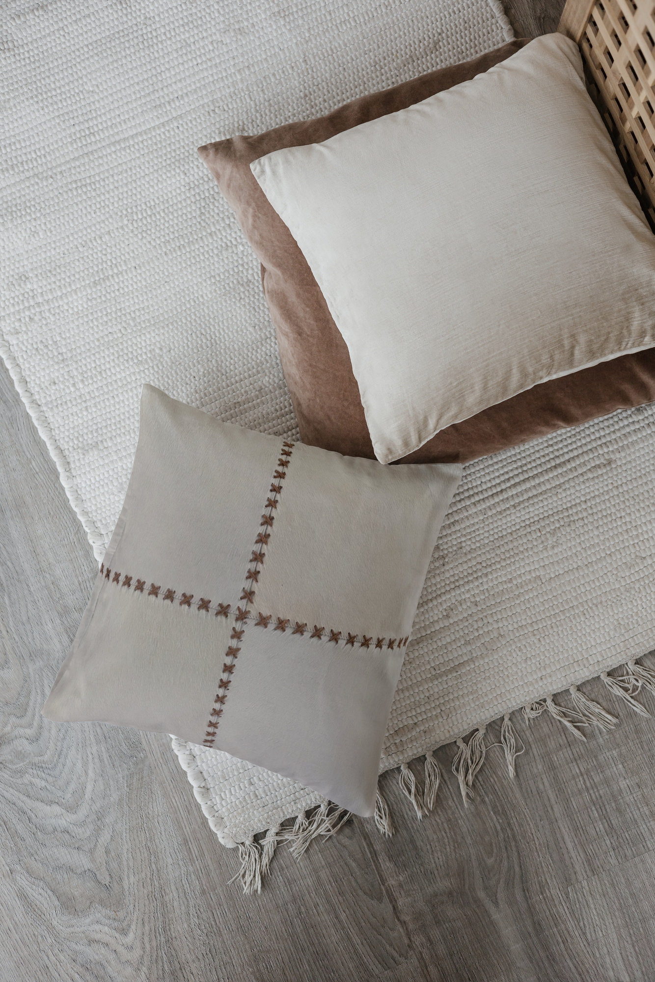 Cushion Cowhide GISELLE 20" Brown