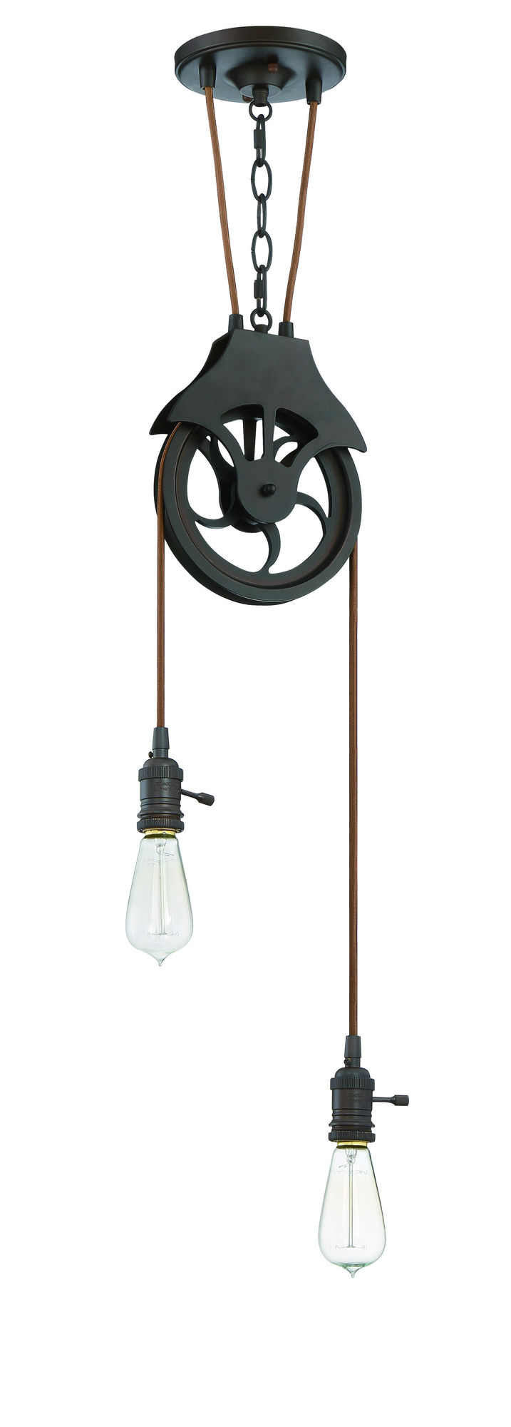 Design-A-Fixture 2 Light Keyed Socket Pulley Pendant Hardware in Aged Bronze