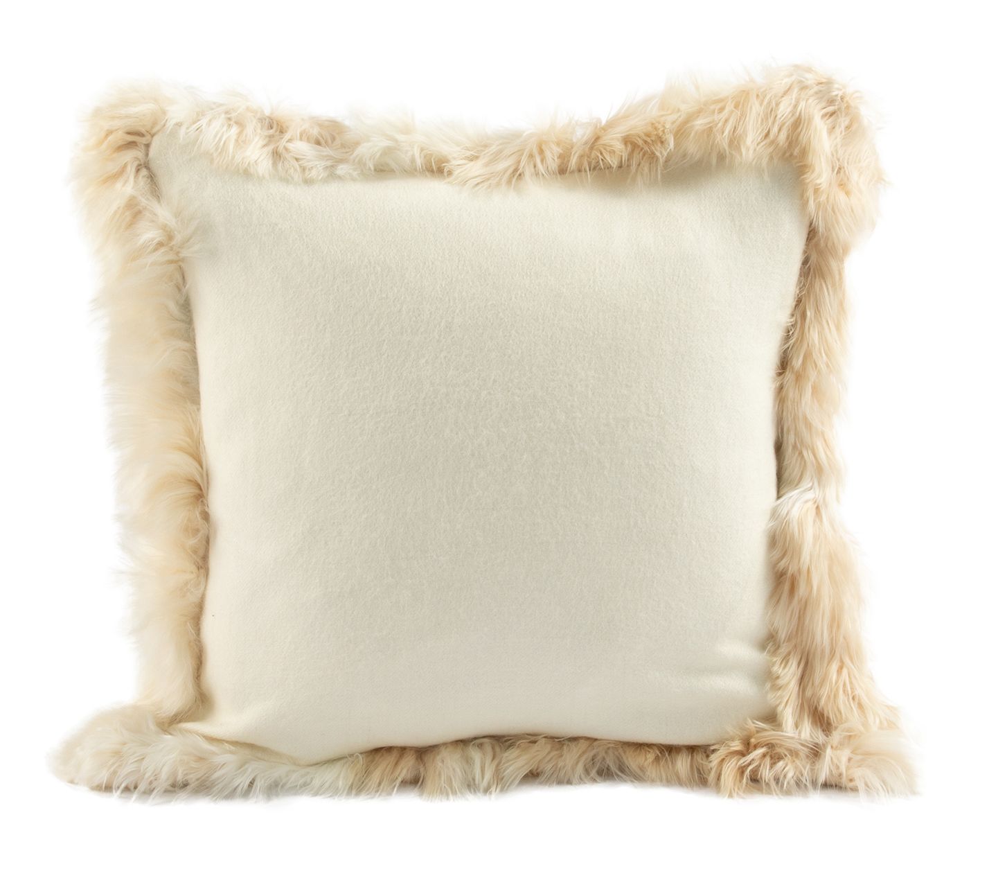 Cushion Alpaca 18" Trimmed Alpaca Fabric Natural Popcorn