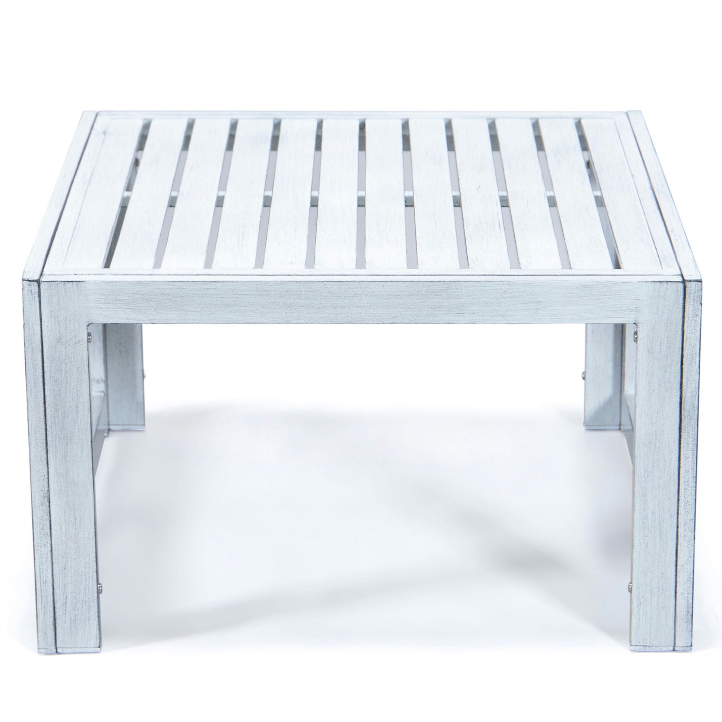 LeisureMod Chelsea Patio Coffee Table With Weathered Grey Aluminum