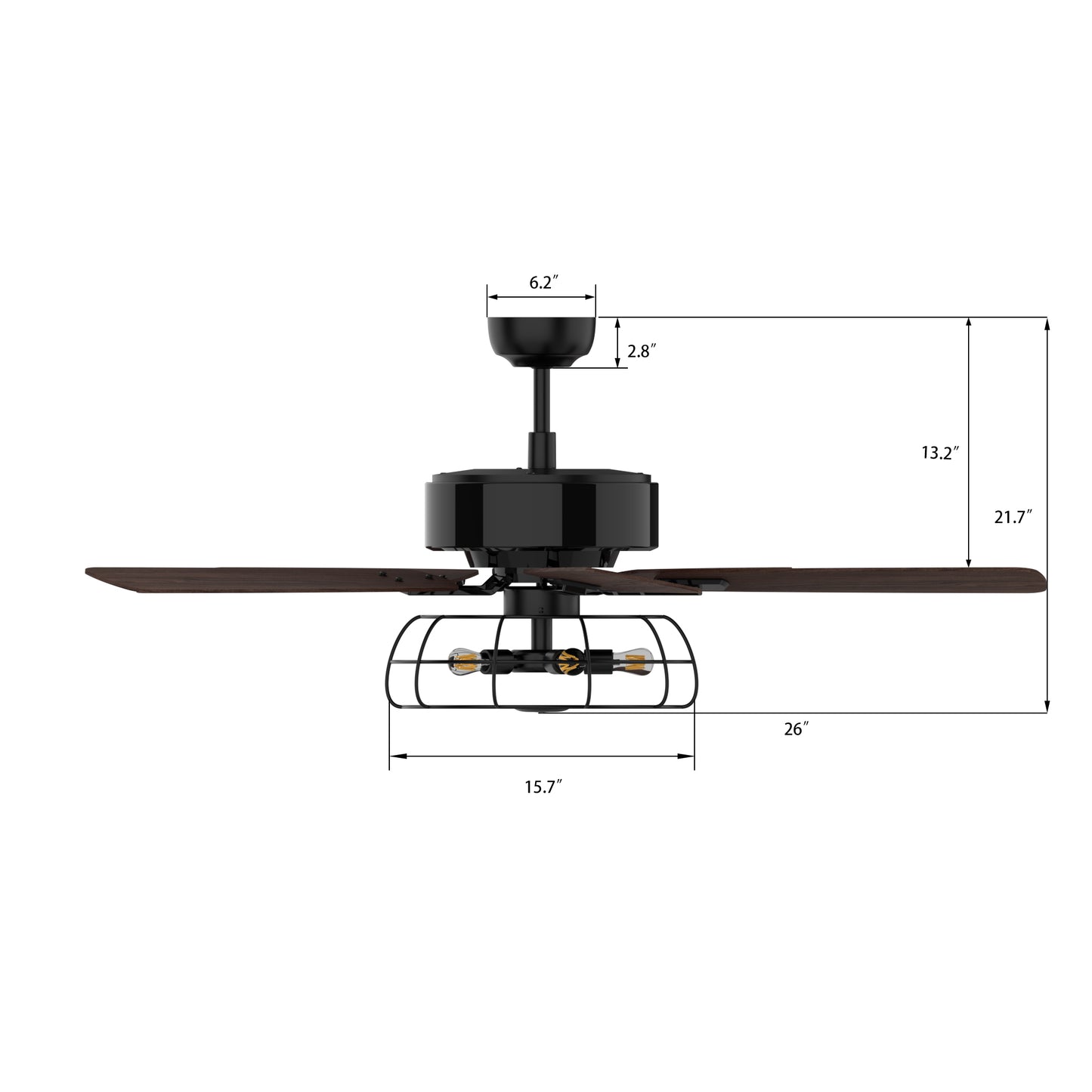 Maverick 52 Inch 5-Blade Ceiling Fan - Black/Walnut Wood