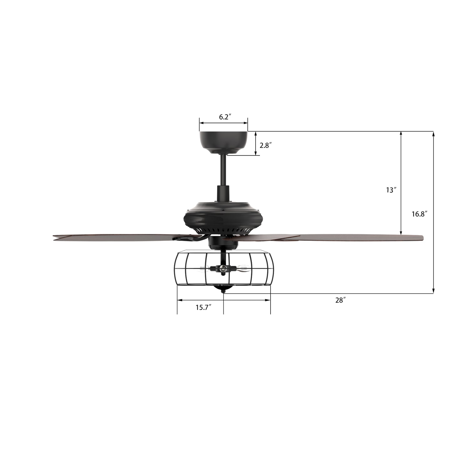 Huntley 56 Inch 5-Blade Ceiling Fan - Black/Walnut Wood