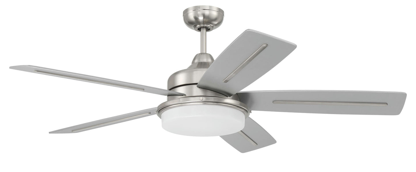 54" Drew Ceiling Fan Brushed Polished Nickel, Blades Included