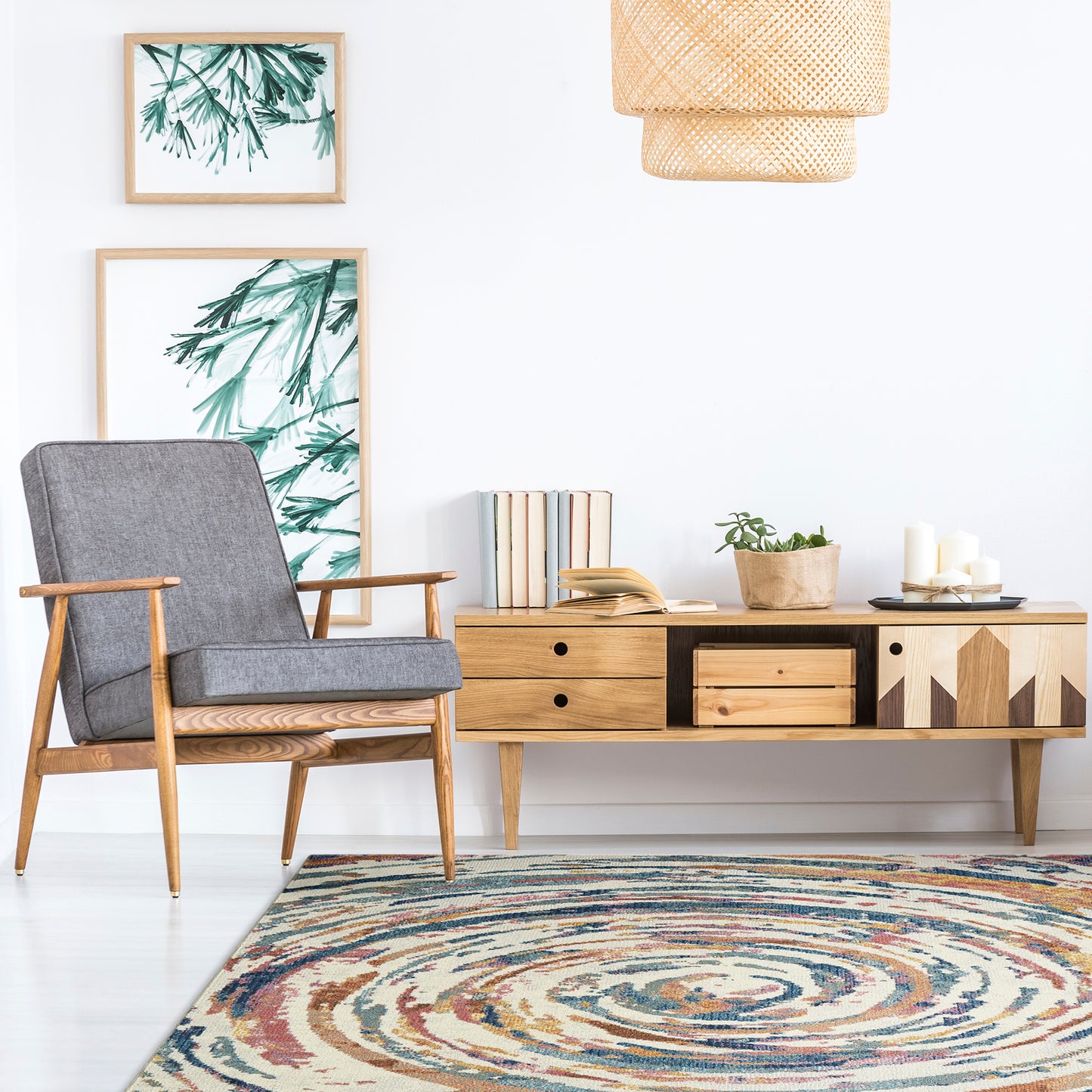 Kaleen Dasha Collection Multi Ivory Area Rug 5'5" x 7'9"