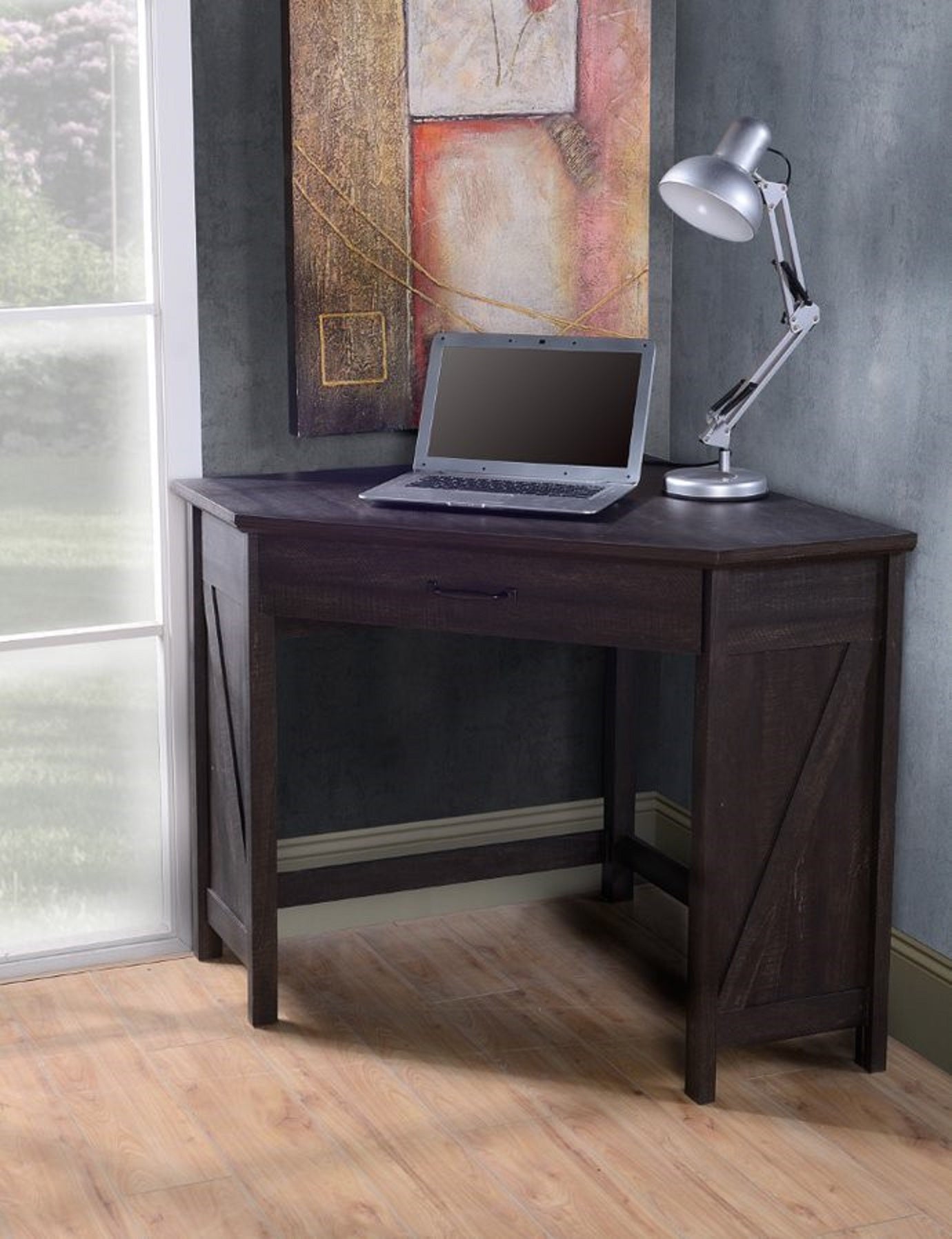Black Oak Corner Computer Desk