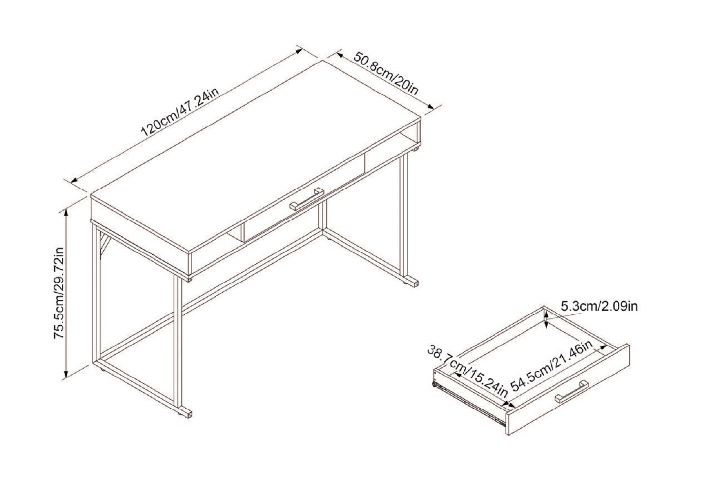 Weathered Gray Writing Desk with Drawer
