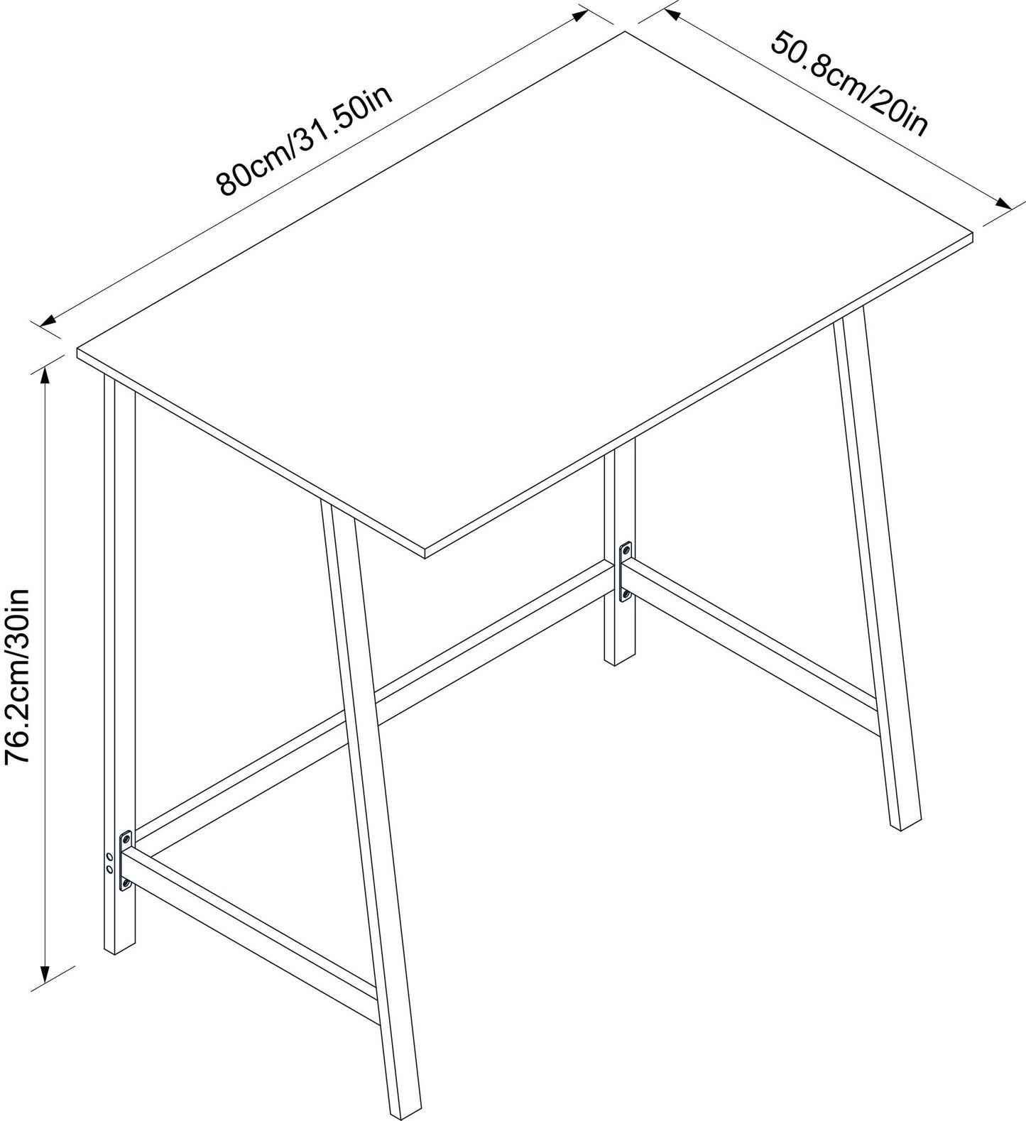 Dark Oak finish wood and metal writing desk