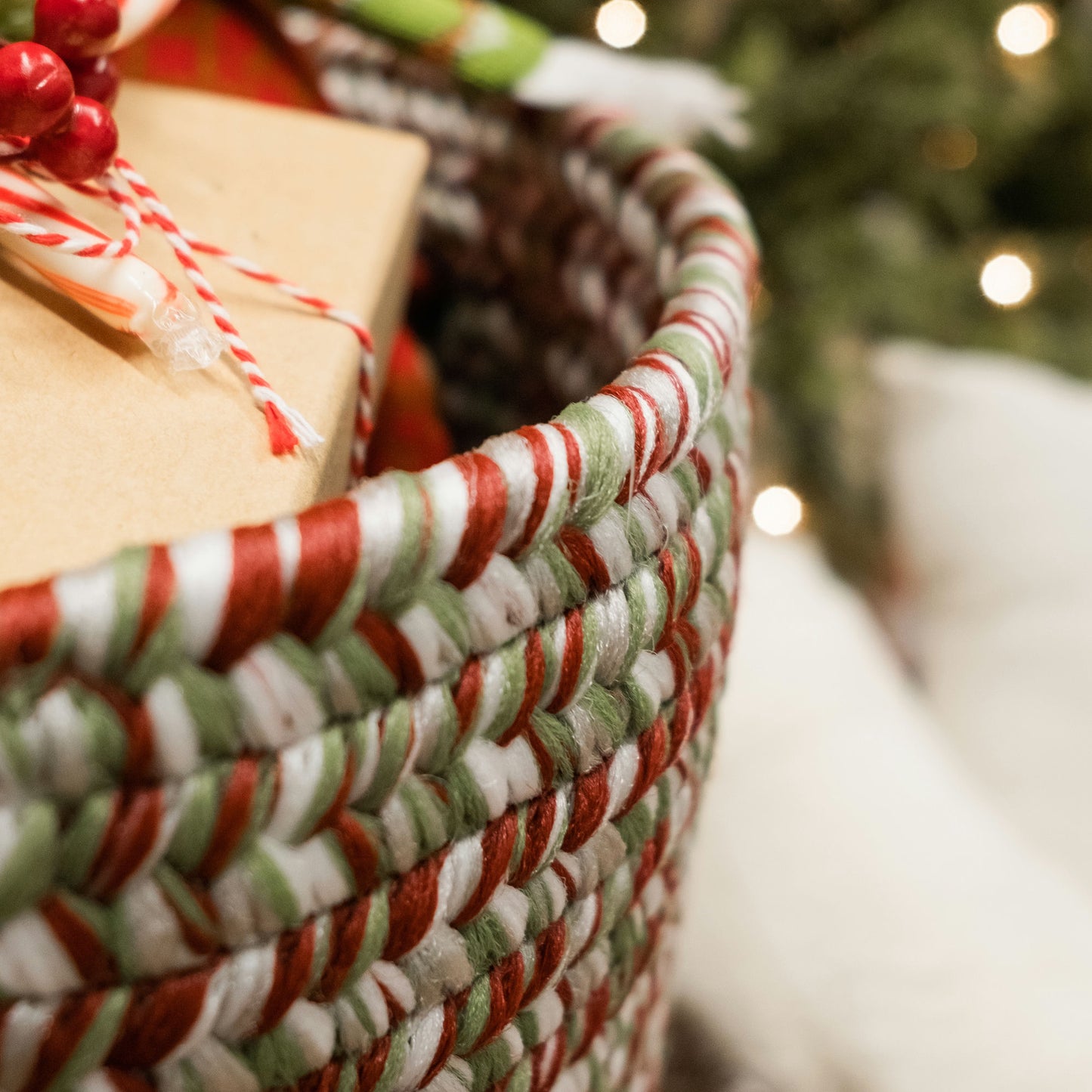 Holiday Tweed Braided Basket - Holiday Blend 12"x12"x8"