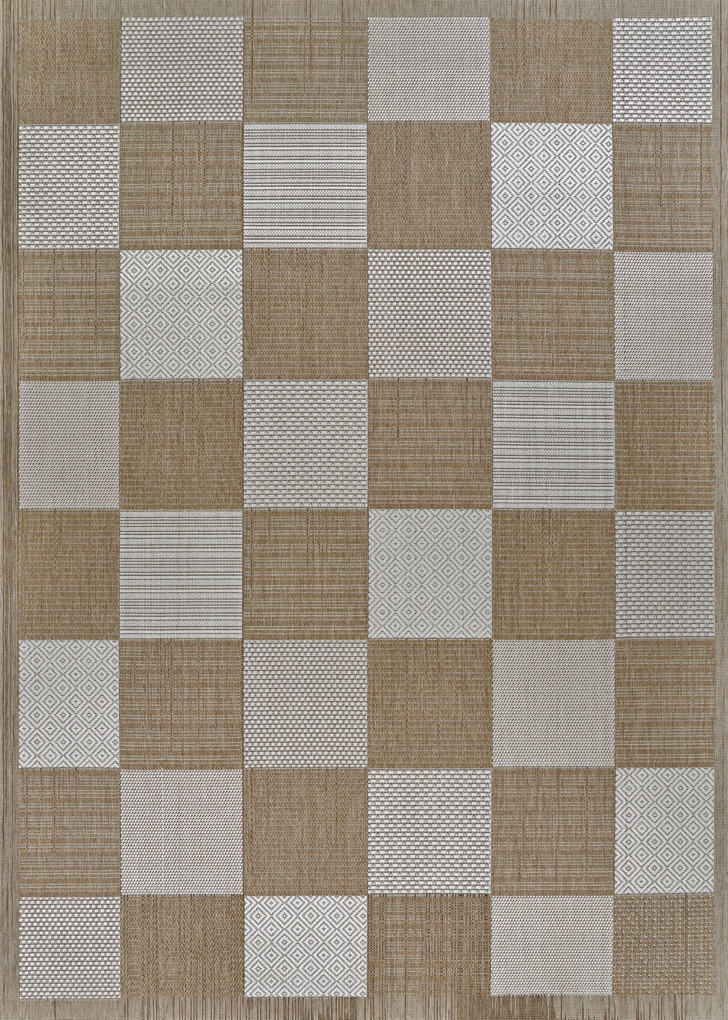 Couristan Everhome Checkered Point Light Brown-Ivory Rug 7'10" x 10'9"