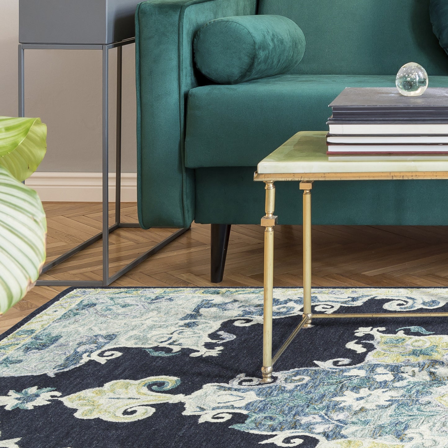 Kaleen Elijah Collection Navy Linen Area Rug 9' x 13'