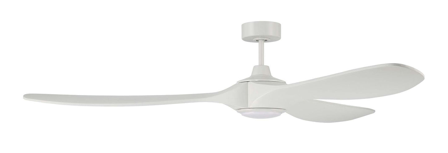 72" Envy Fan White, White Finish Blades, light kit included (Optional)