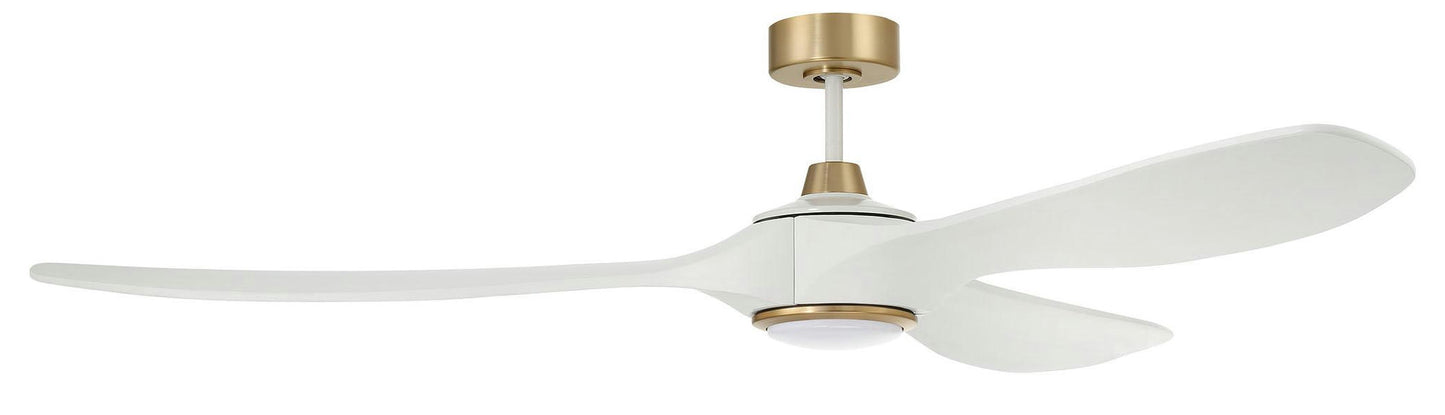 72" Envy Fan White/Satin Brass, White Finish Blades, light kit included