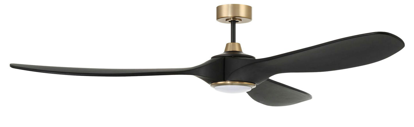 84" Envy Fan black/Satin Brass, black Finish Blades, light kit included
