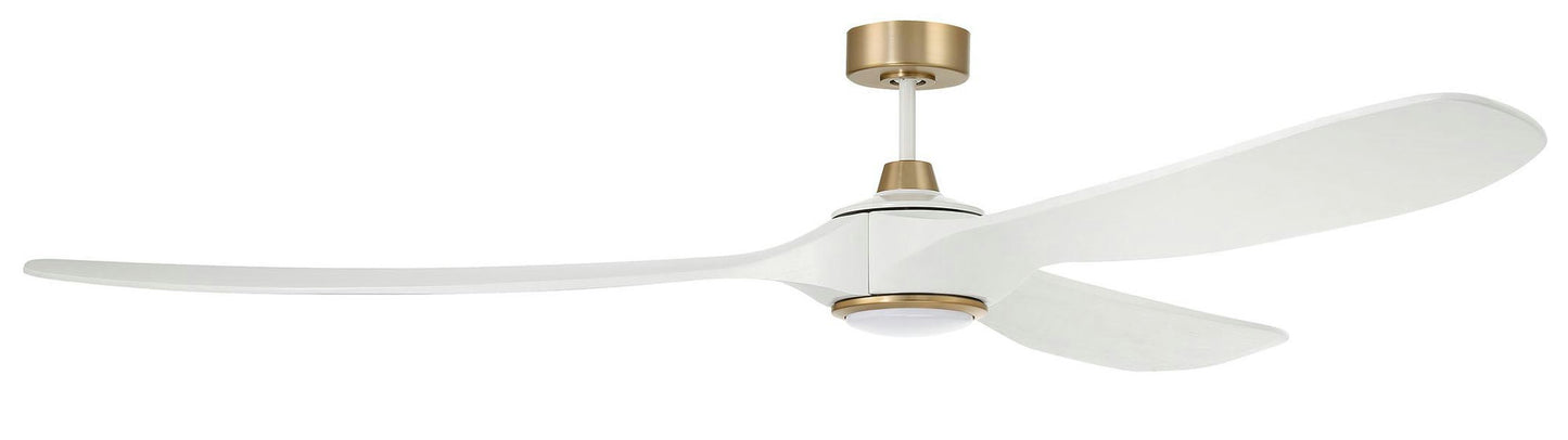 Envy 84" Fan White/Satin Brass, White Finish Blades, light kit included